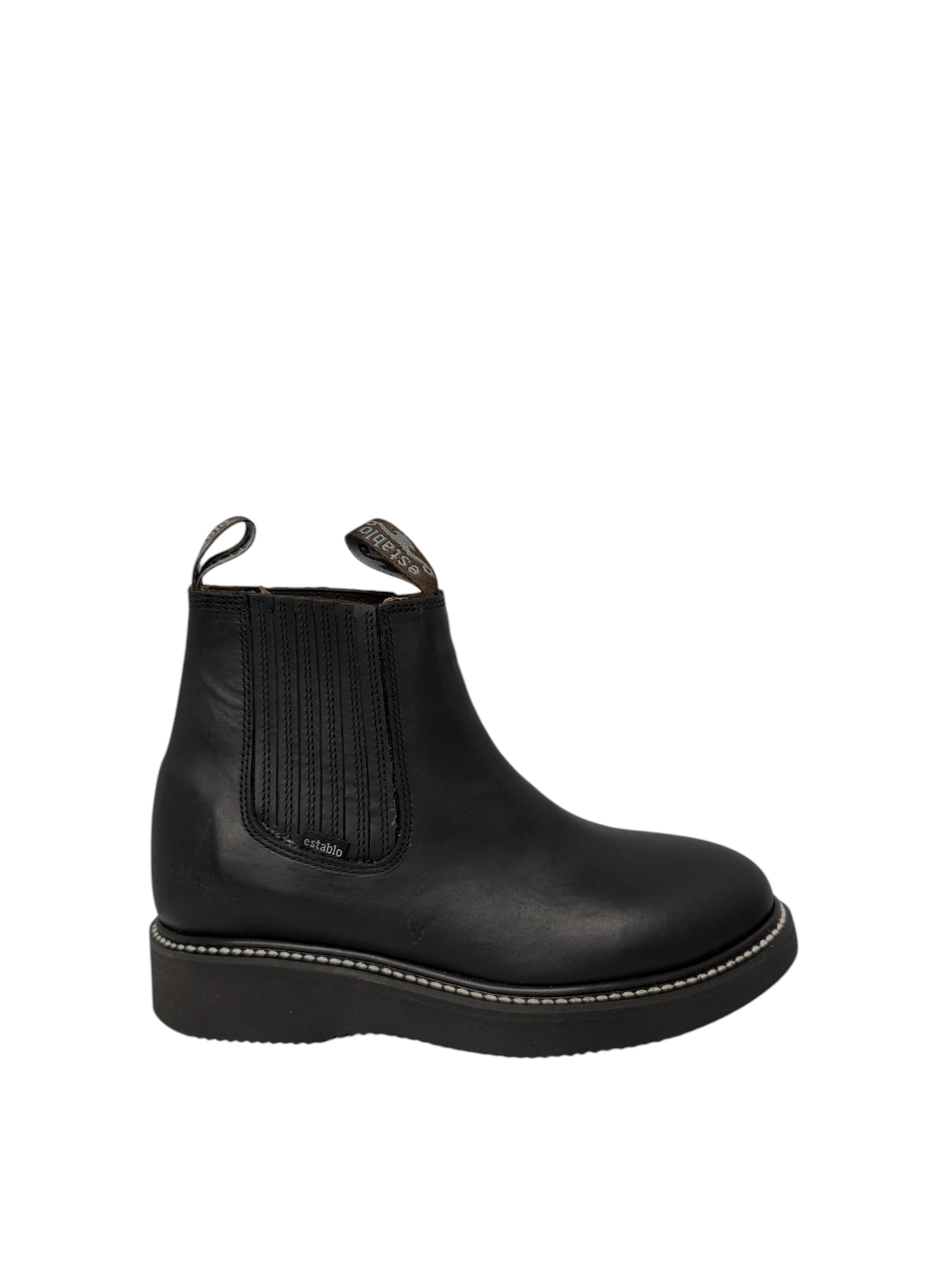 Establo Oiled Leather Black Ankle Work Boot - 551-03