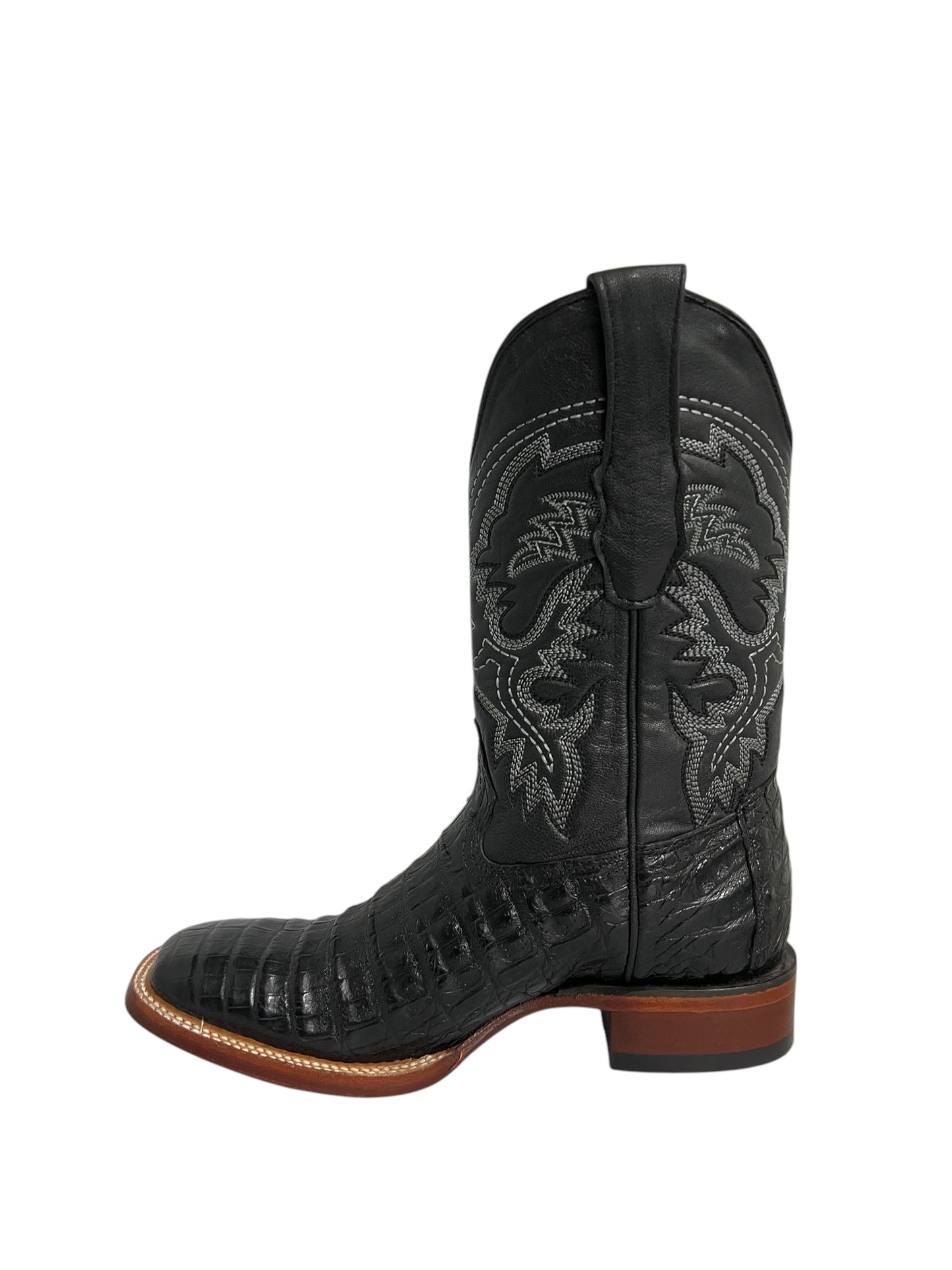 Los Altos Square Toe Caiman Belly Black - 8228205