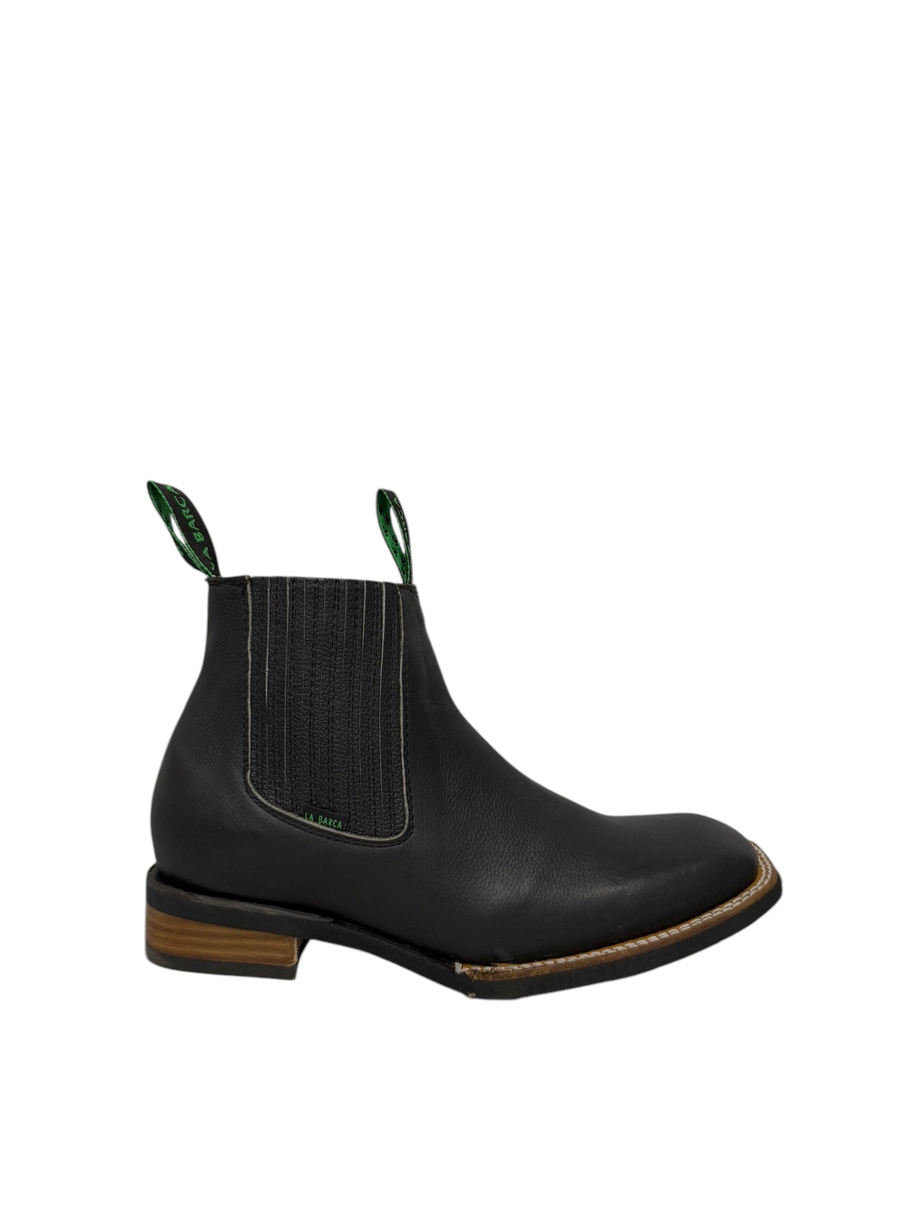 La Barca Oiled Leather Black Square Toe Ankle Boots - 953