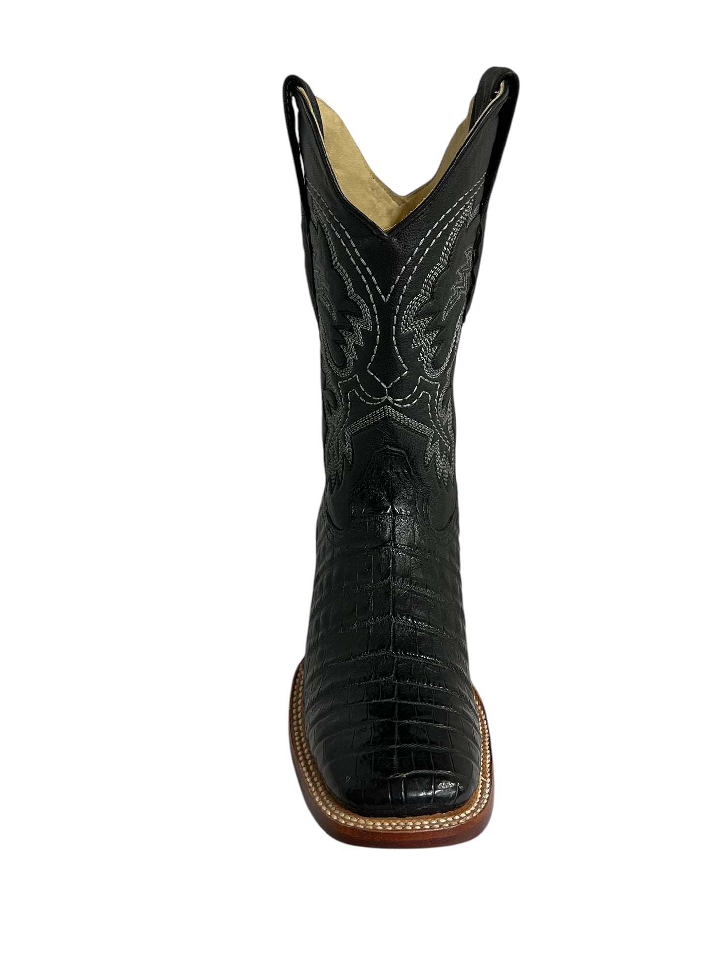 Los Altos Square Toe Caiman Belly Black - 8228205
