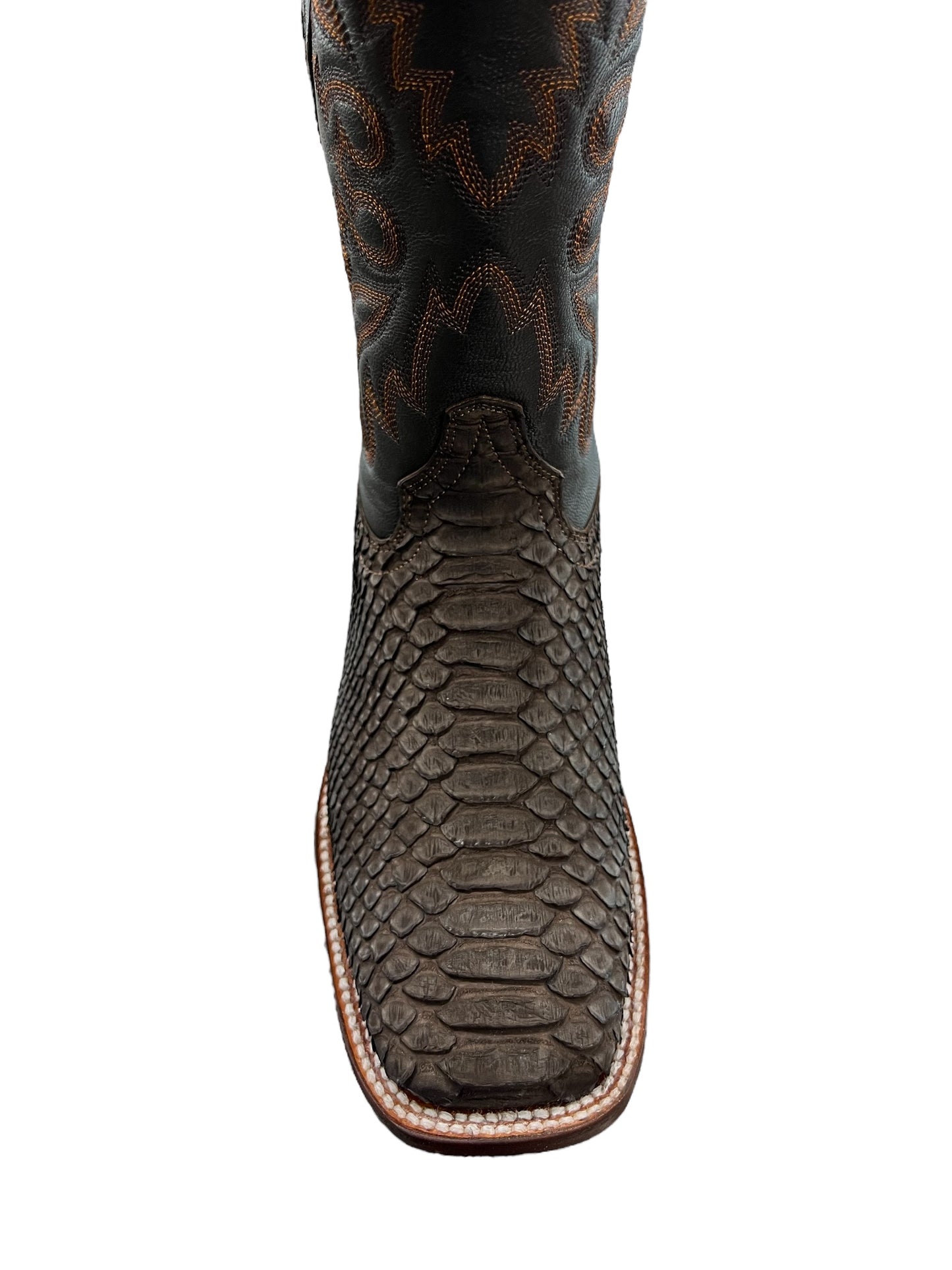 Red Diamond Square Toe Python Brown