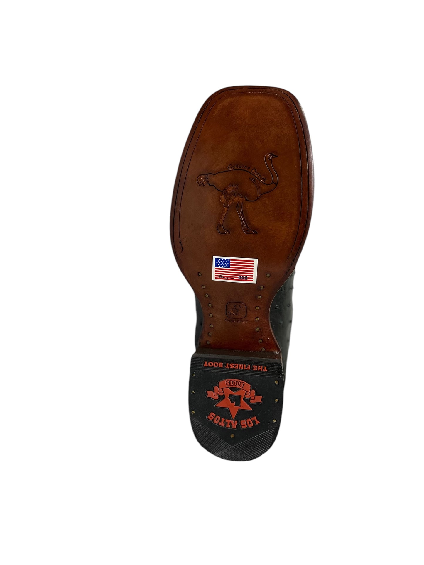 Los Altos Wide Square Toe Ostrich Black - 8220305