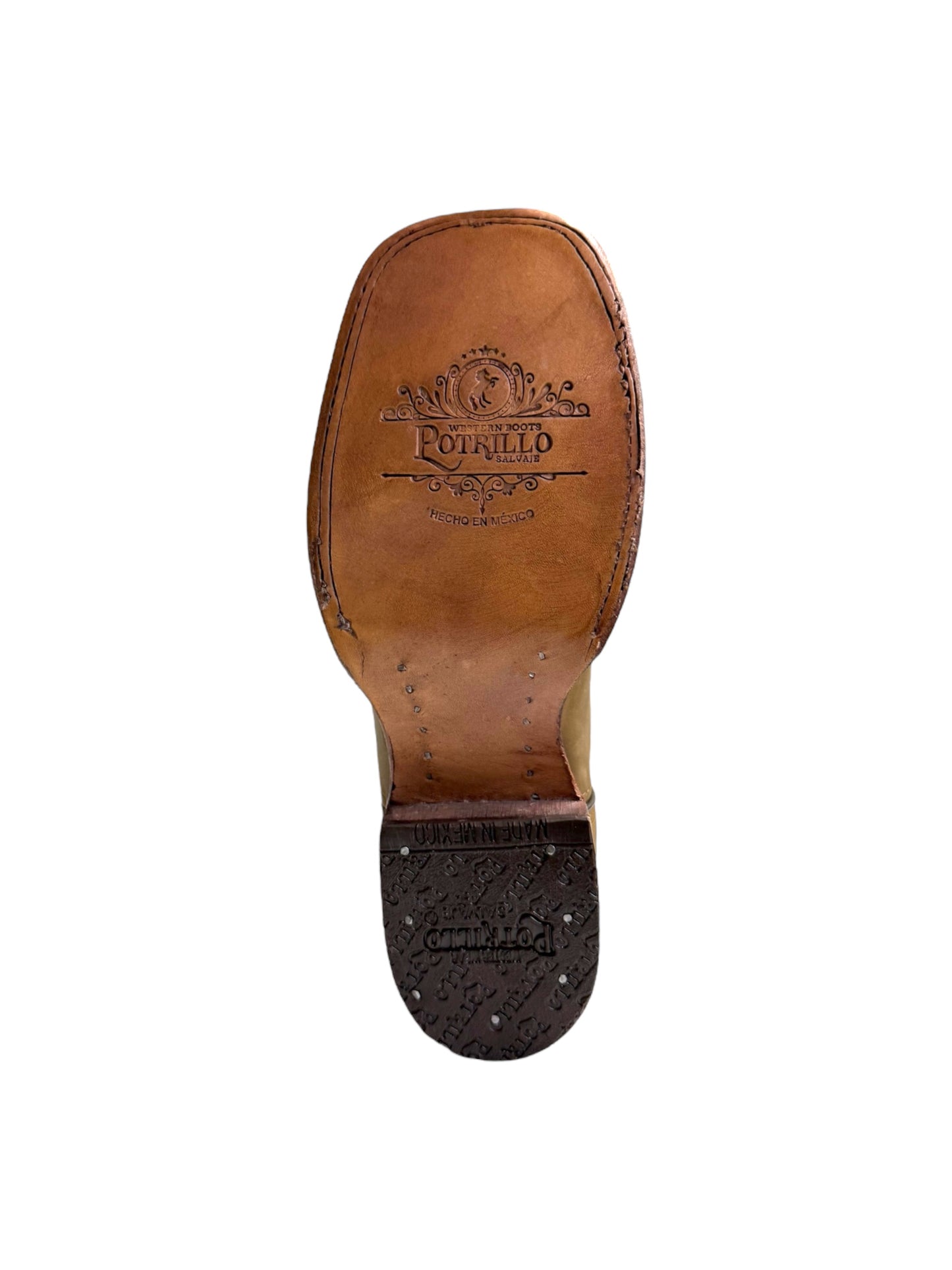 Potrillo Crazy Bovine Red Flowers Ocre Square Toe Womens Boot - 419