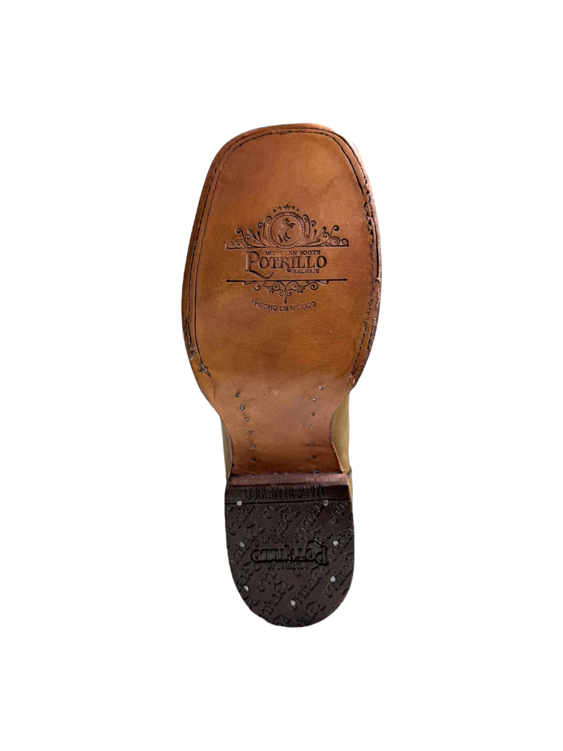 Potrillo Crazy Bovine Red Flowers Ocre Square Toe Womens Boot - 419