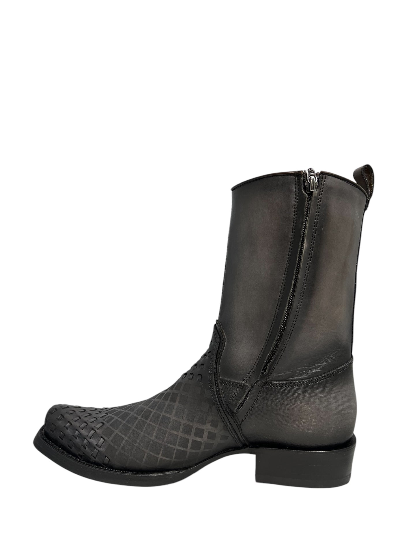 Cuadra Black Laser & Woven Narrow Square Toe - CU498