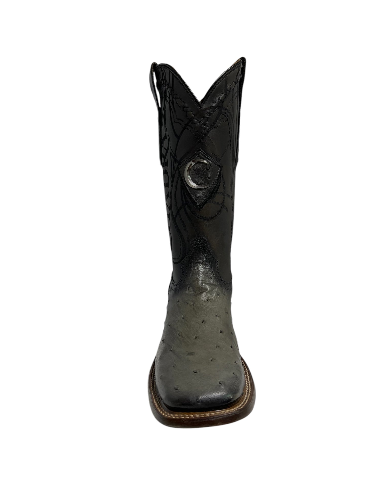 Cuadra Flame Grey Ostrich Embroidery Square Toe - CU806