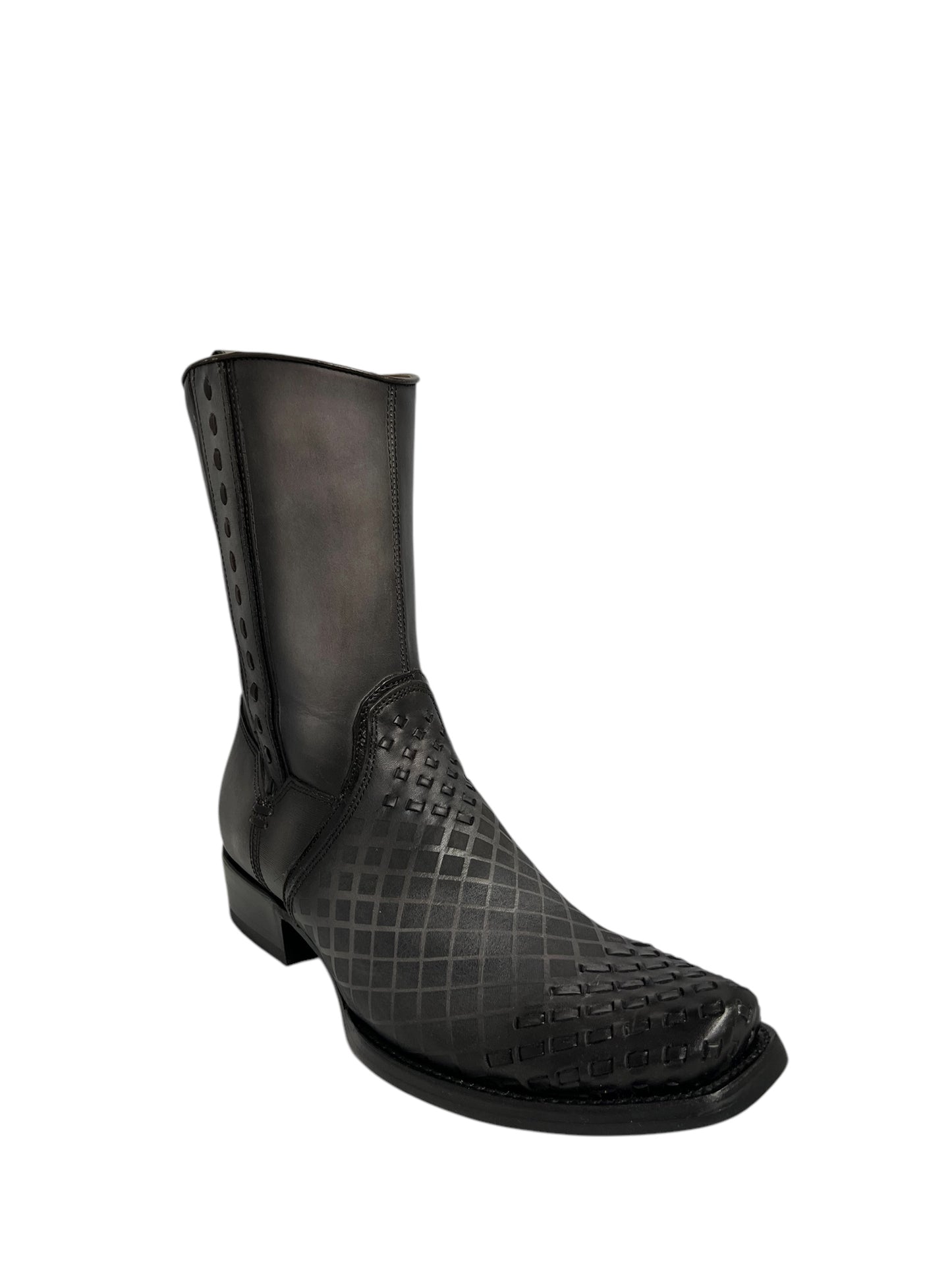 Cuadra Black Laser & Woven Narrow Square Toe - CU498