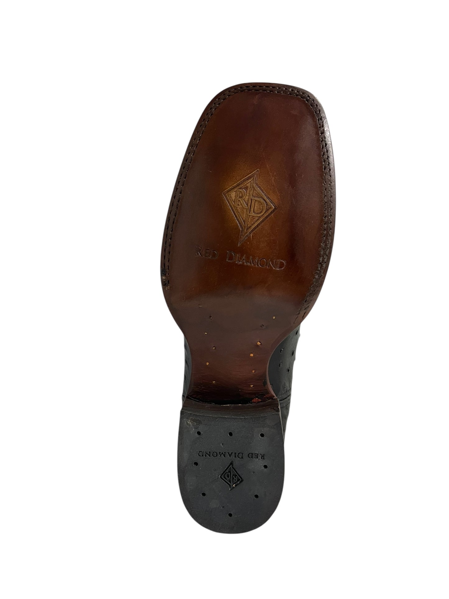 Red Diamond Ostrich Black Square Toe