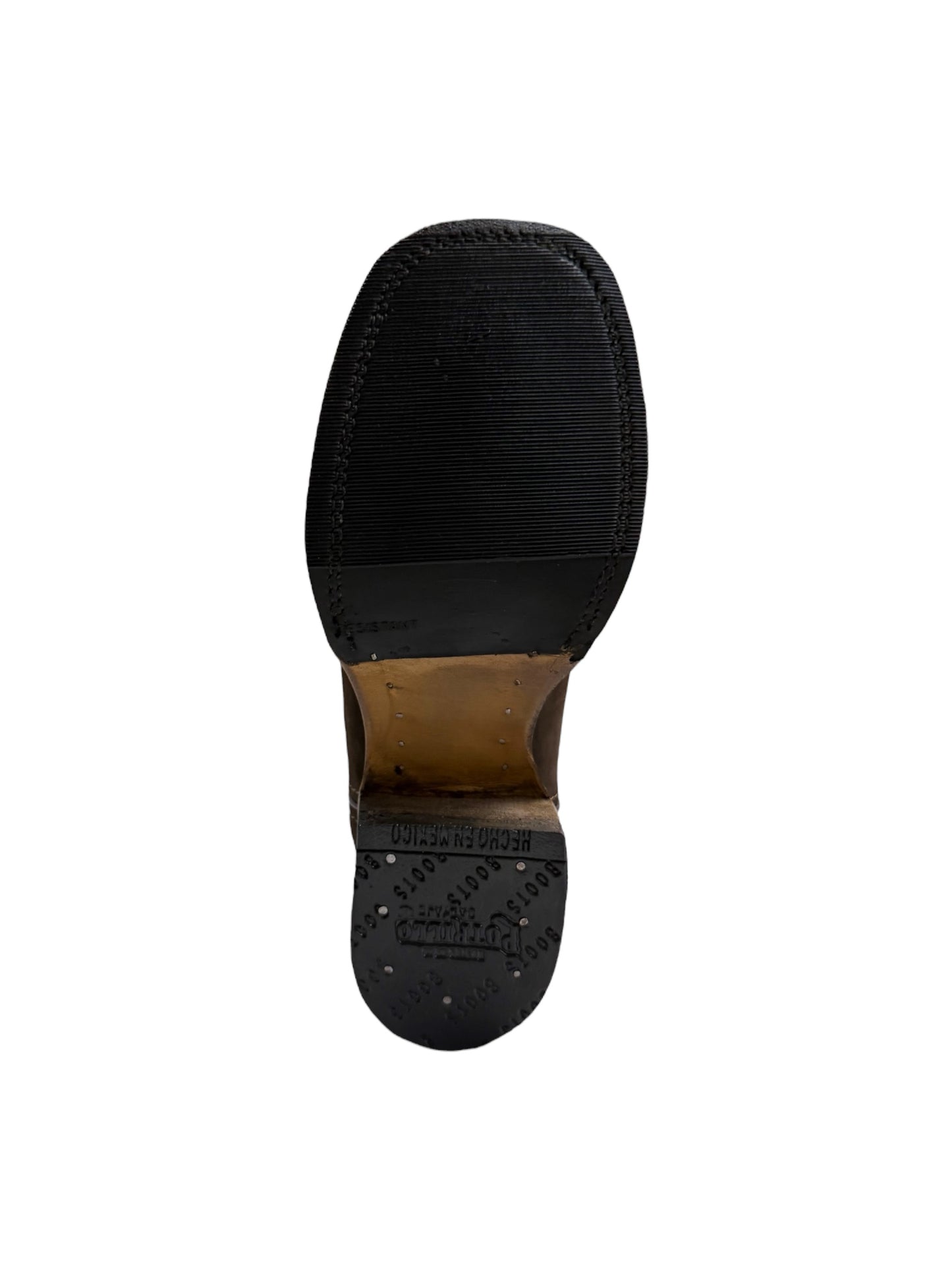 Potrillo Nobuck Brown Flower Laser Square Toe Womens Boot - 432