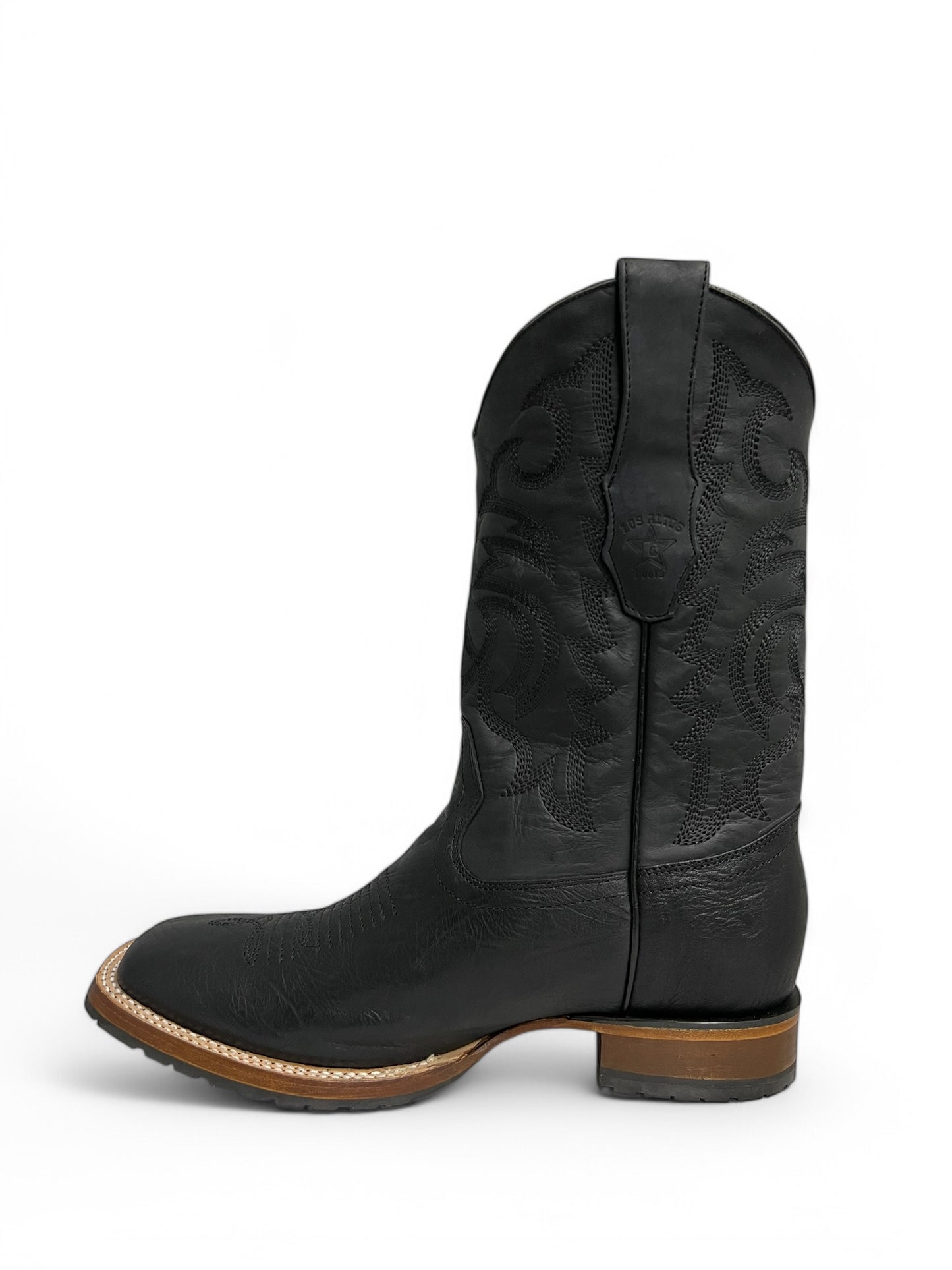 Los Altos Square Toe Bull Shoulder Black Rubber Sole - 82T3105