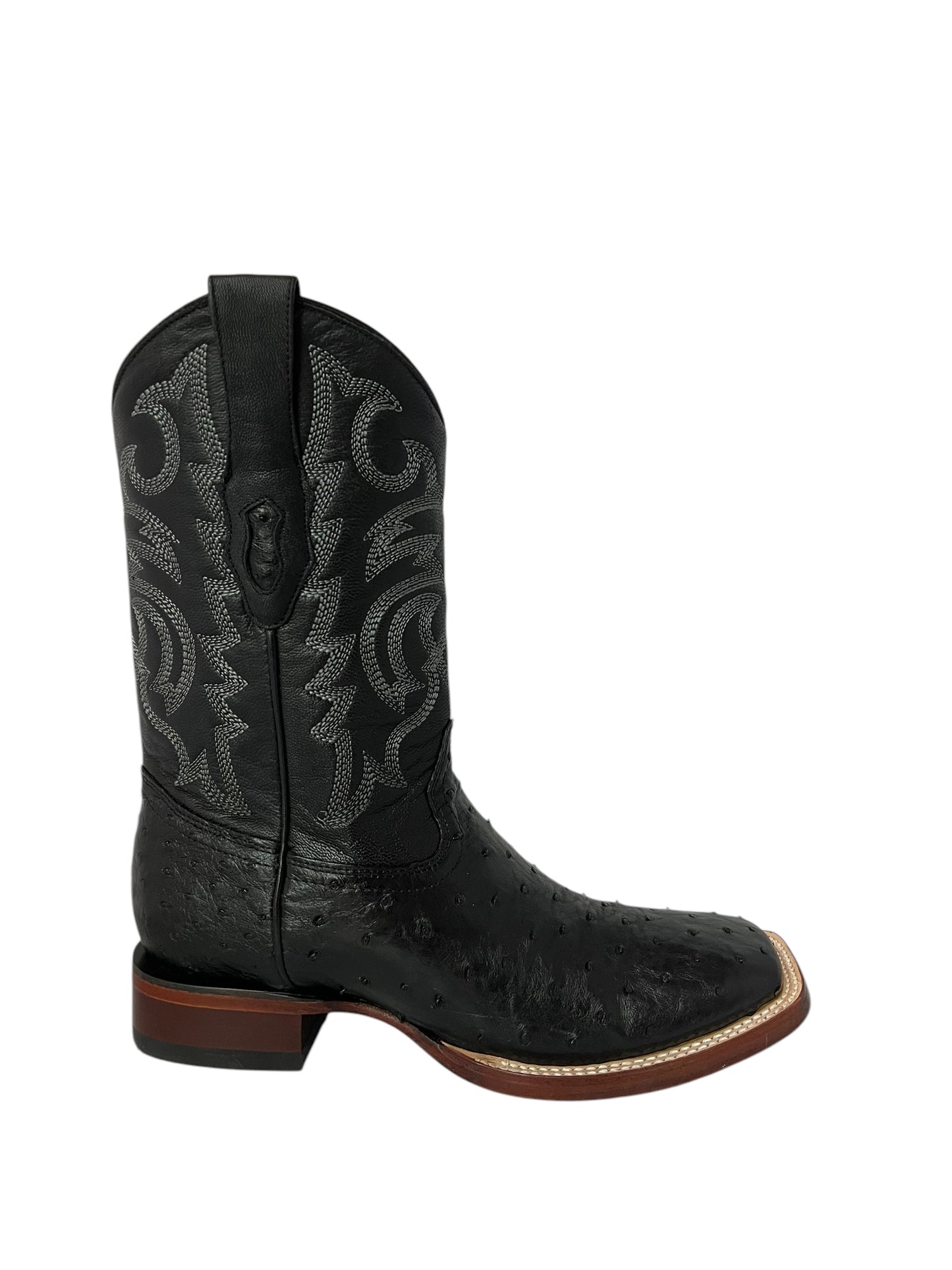 Los Altos Wide Square Toe Ostrich Black - 8220305