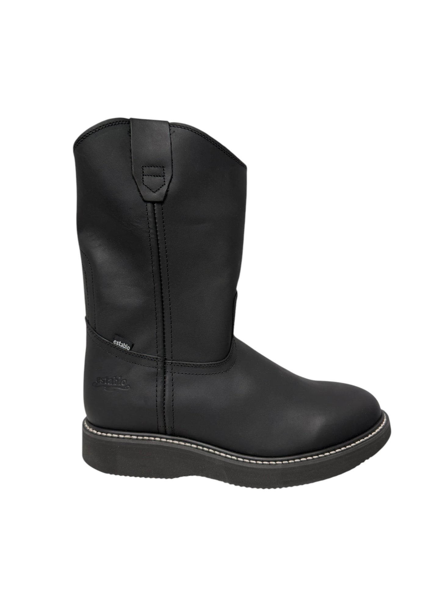 Establo Oiled Leather Black Pull Up Work Boot - 553-03