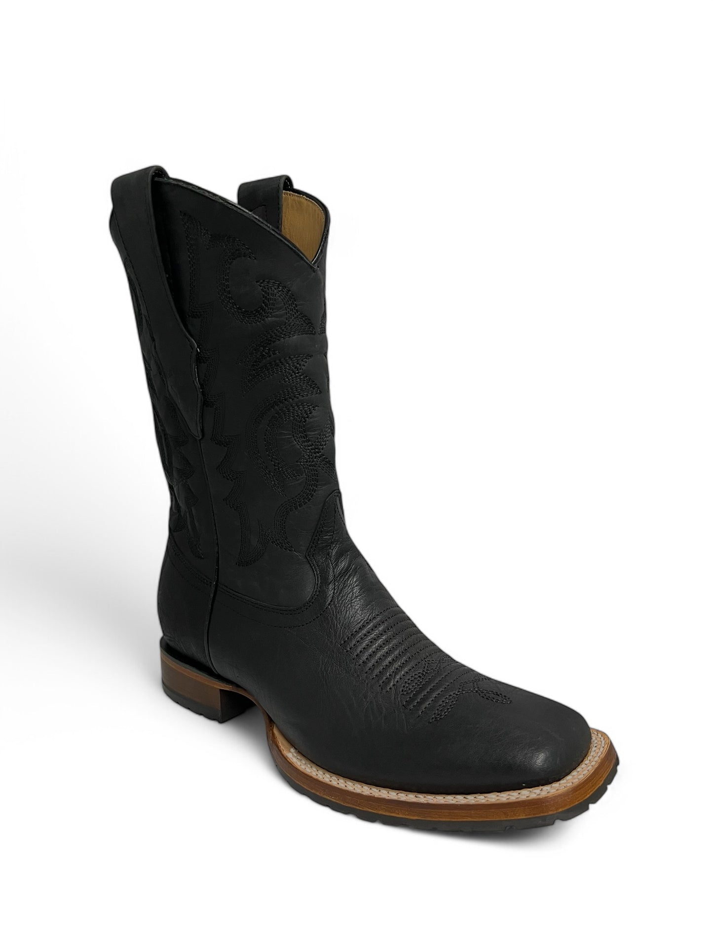 Los Altos Square Toe Bull Shoulder Black Rubber Sole - 82T3105