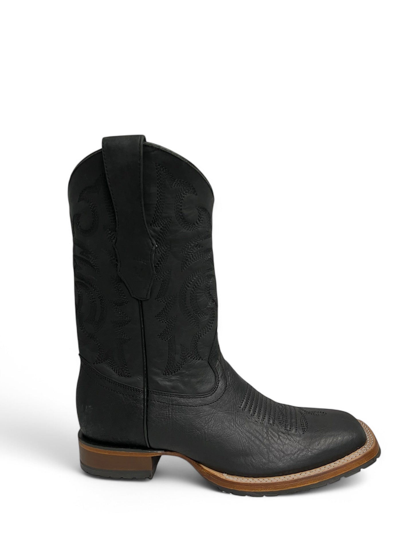 Los Altos Square Toe Bull Shoulder Black Rubber Sole - 82T3105