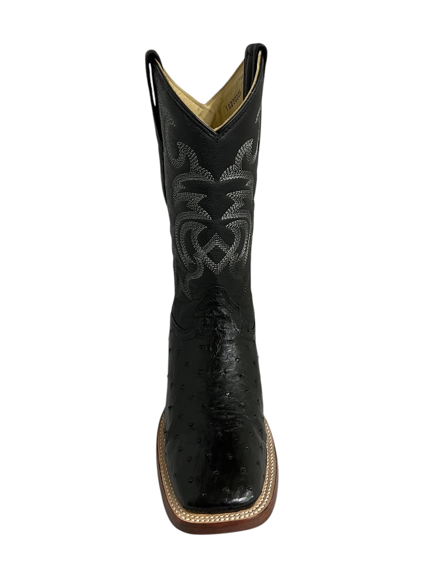 Los Altos Wide Square Toe Ostrich Black - 8220305