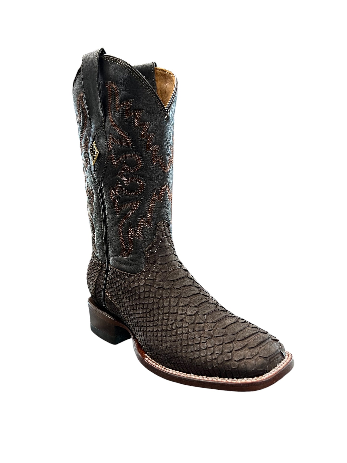 Red Diamond Square Toe Python Brown