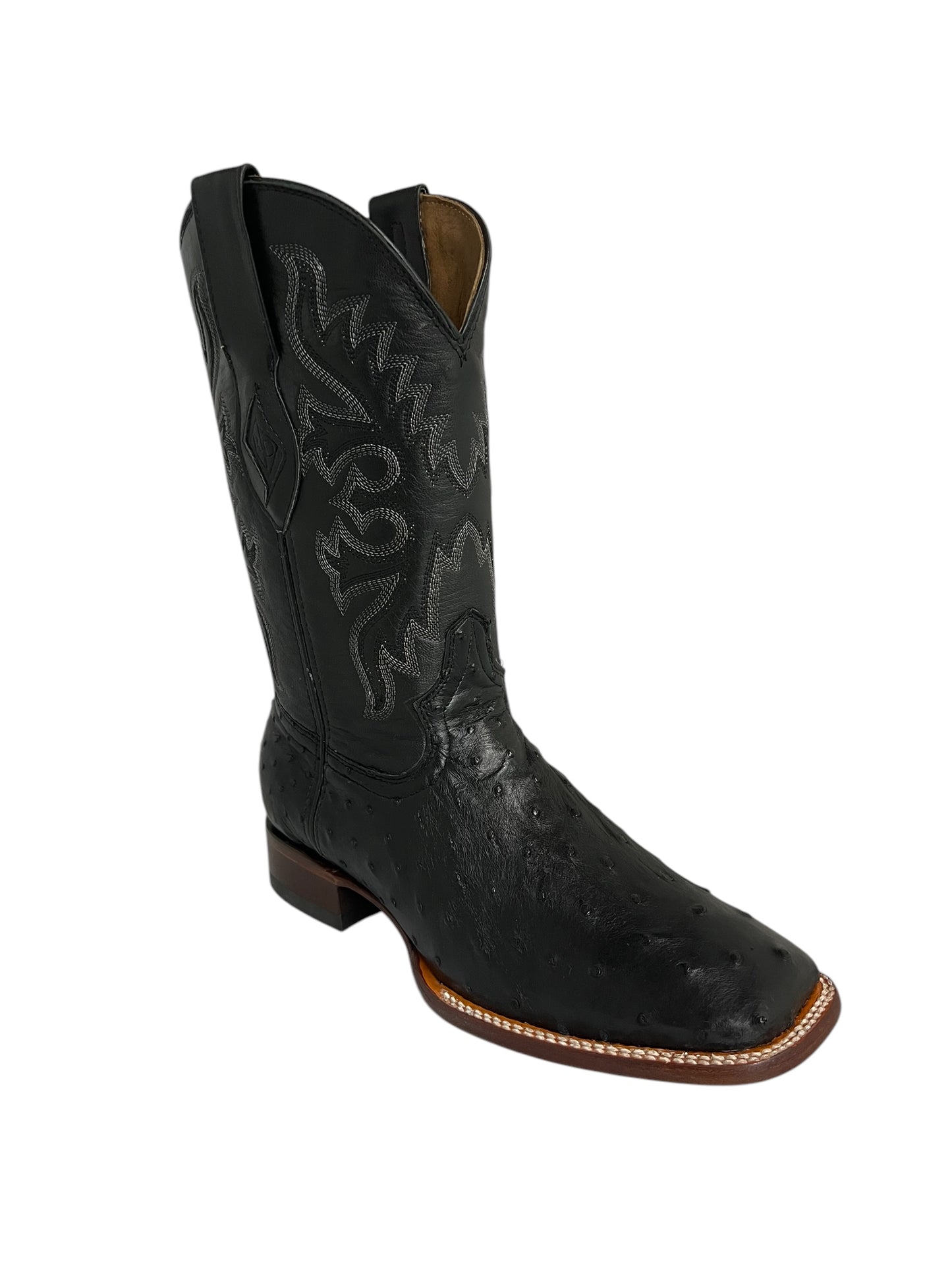 Red Diamond Ostrich Black Square Toe