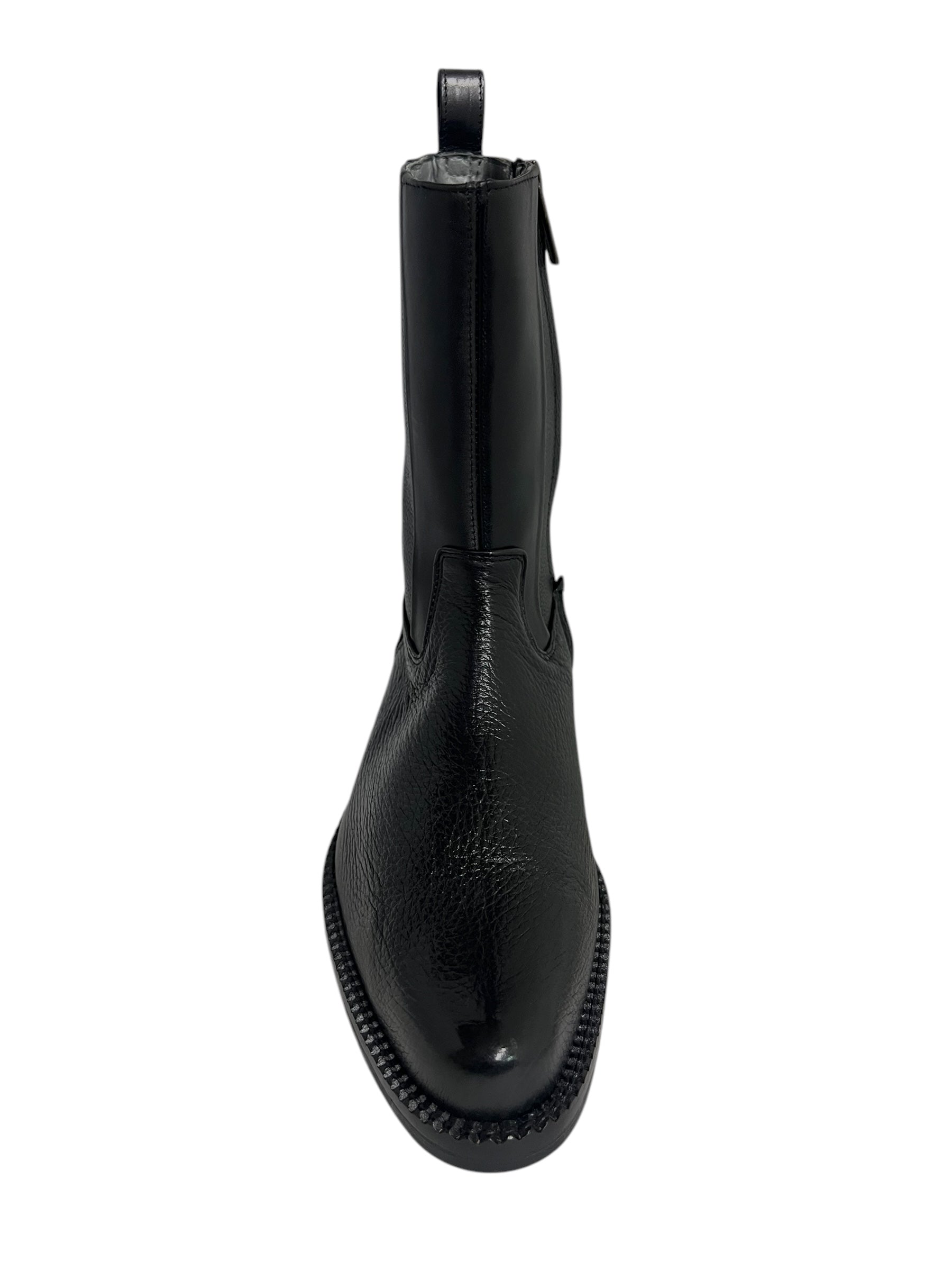 Franco Cuadra Ankle Boot Black Deer Zipper Round Toe - FC659