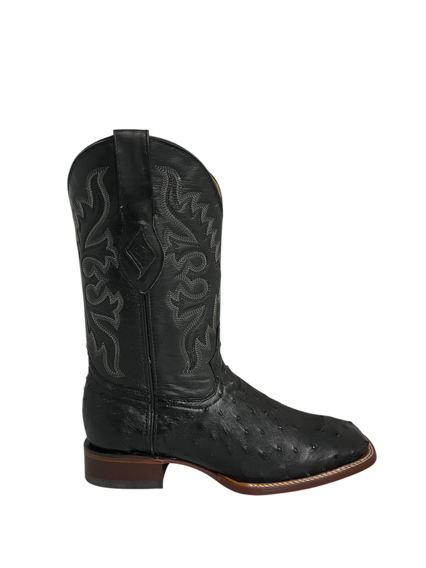 Red Diamond Ostrich Black Square Toe
