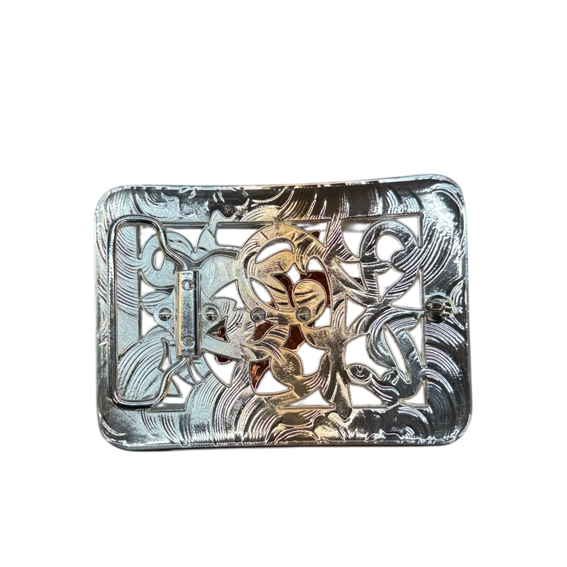 Bull Rider Wetsern Belt Buckle Silver And Rose Gold - HT-5