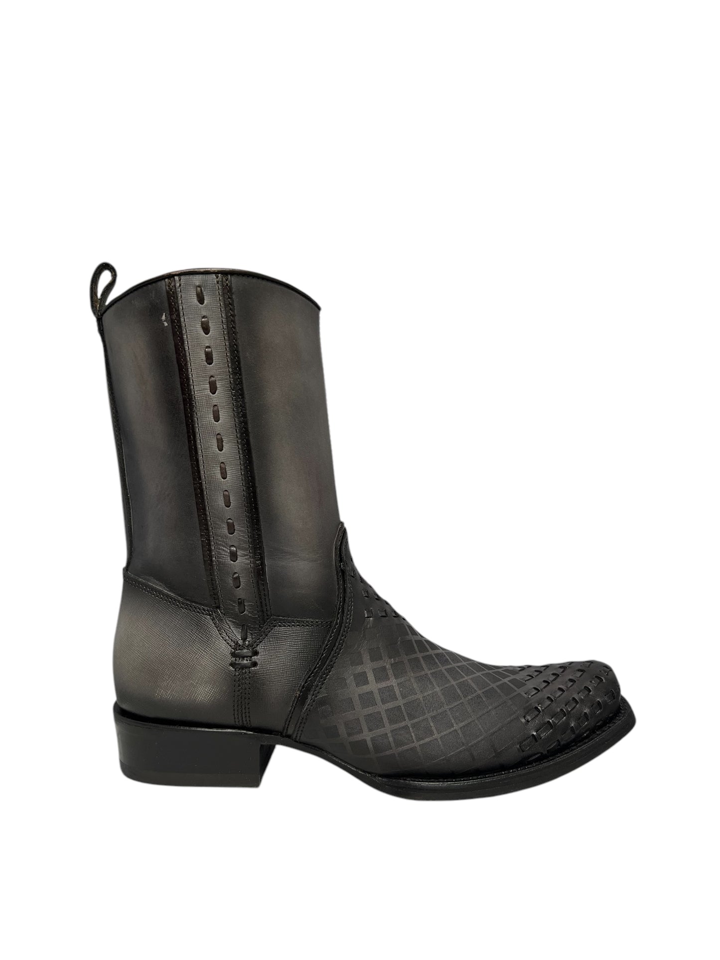 Cuadra Black Laser & Woven Narrow Square Toe - CU498