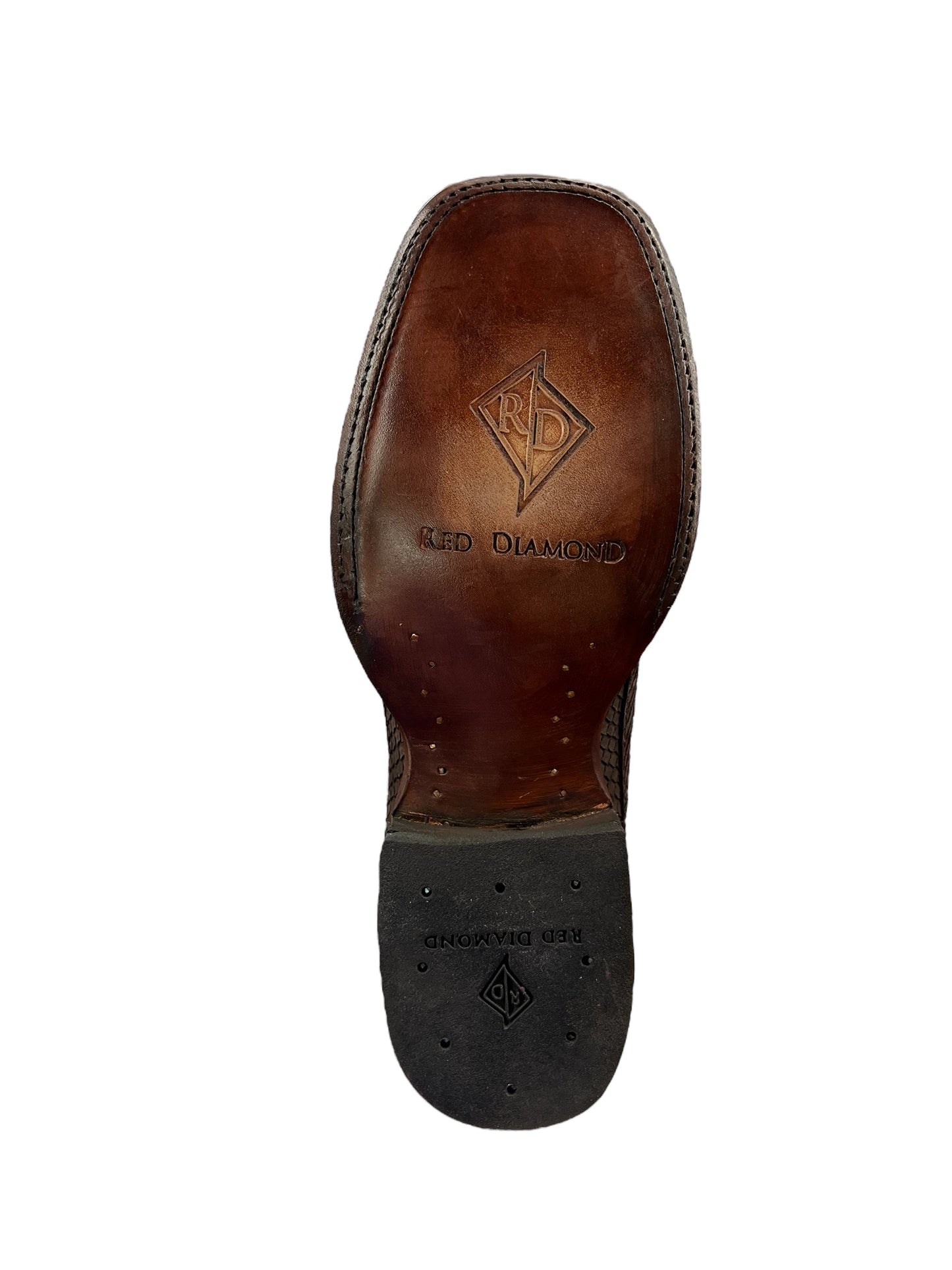 Red Diamond Square Toe Python Brown