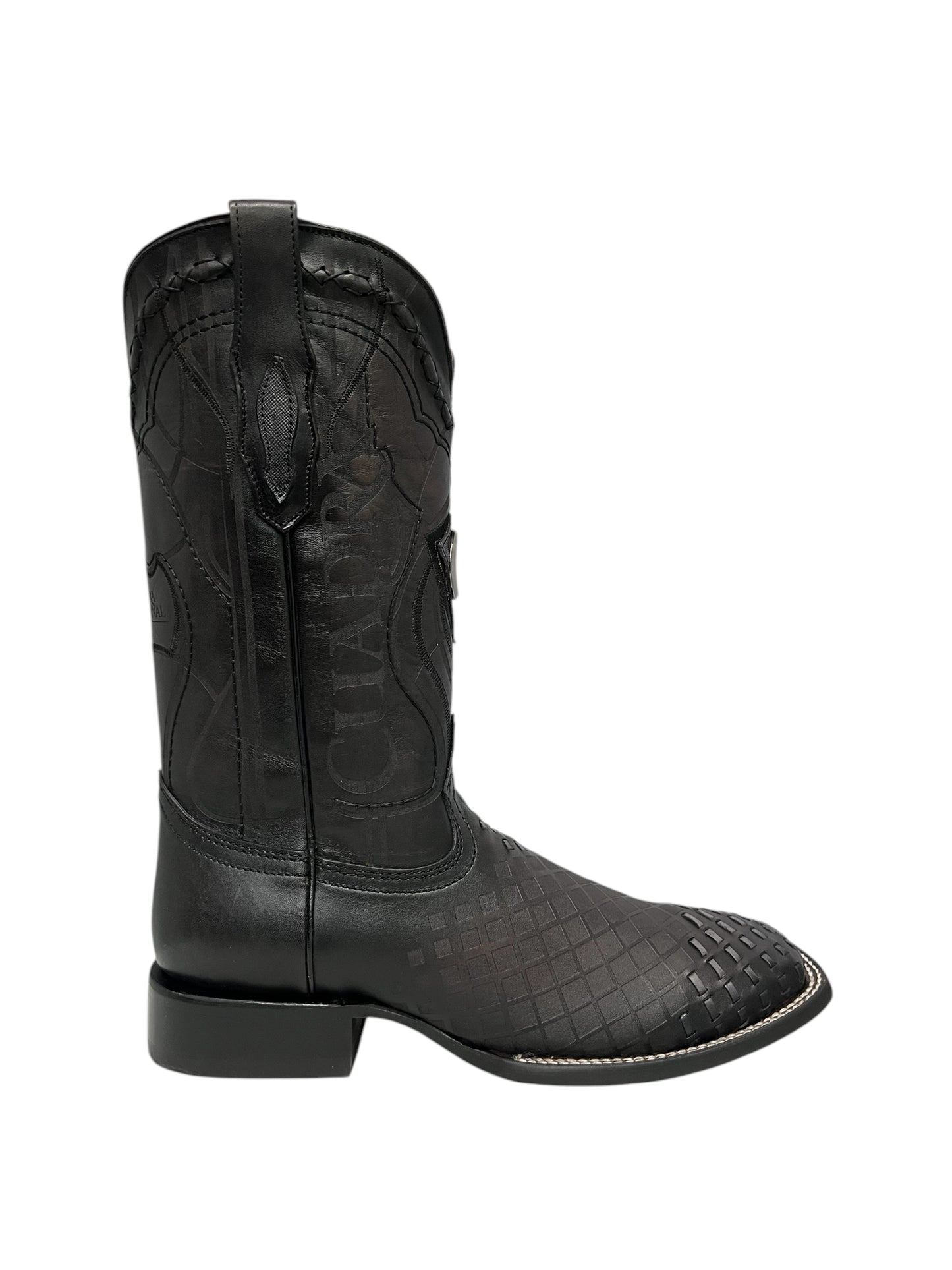Cuadra Black Laser & Embroidery & Woven Square Toe - CU676