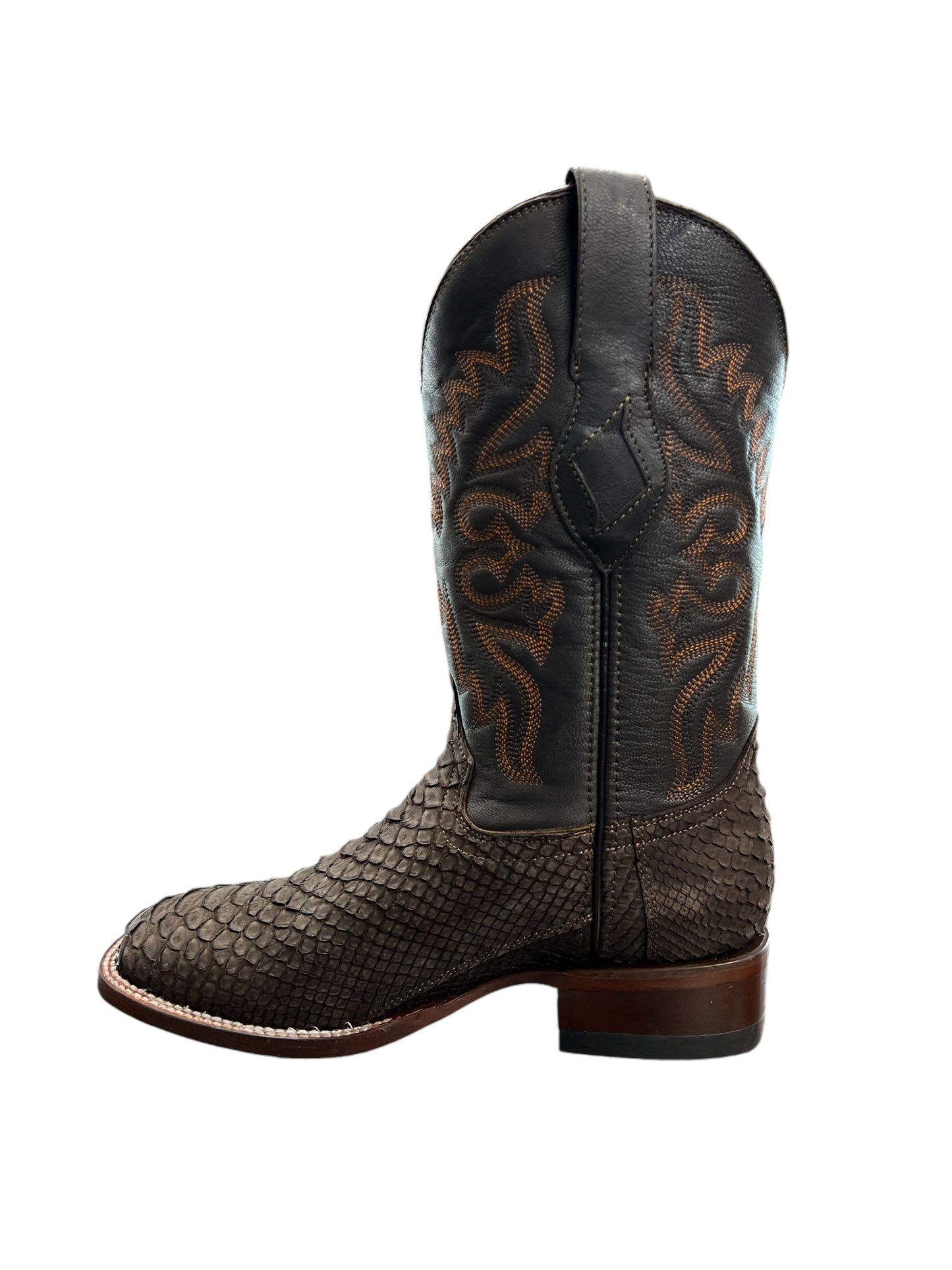 Red Diamond Square Toe Python Brown