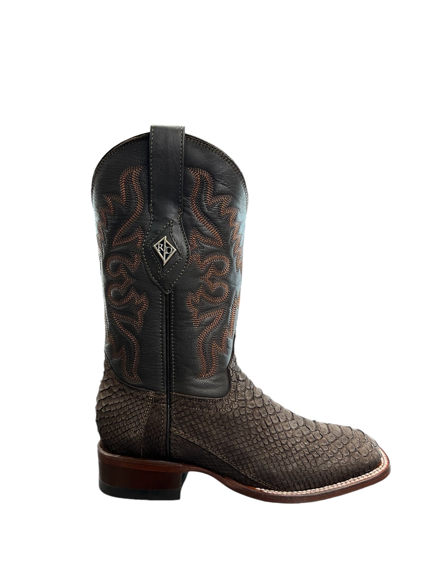 Red Diamond Square Toe Python Brown