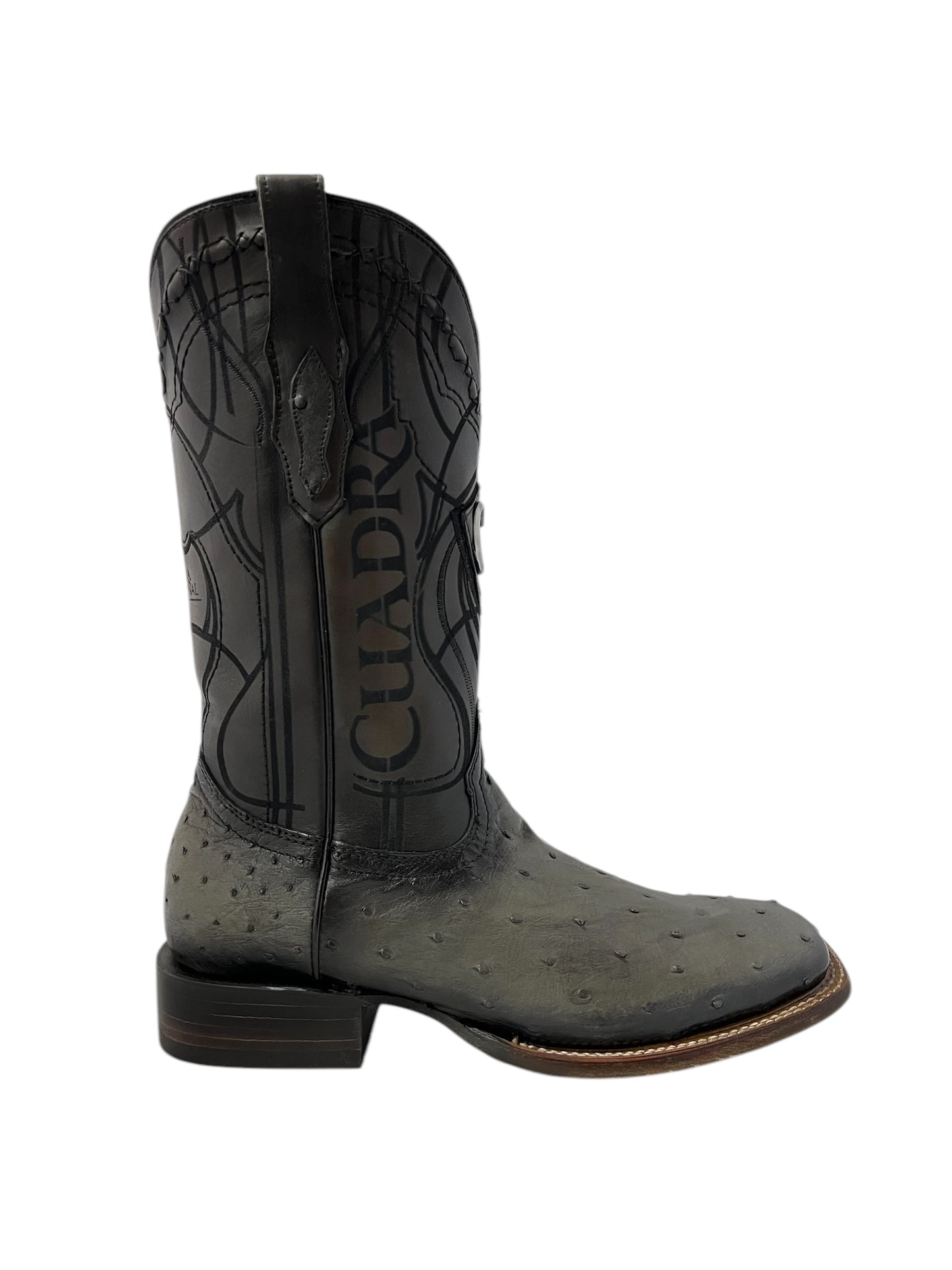 Cuadra Flame Grey Ostrich Embroidery Square Toe - CU806