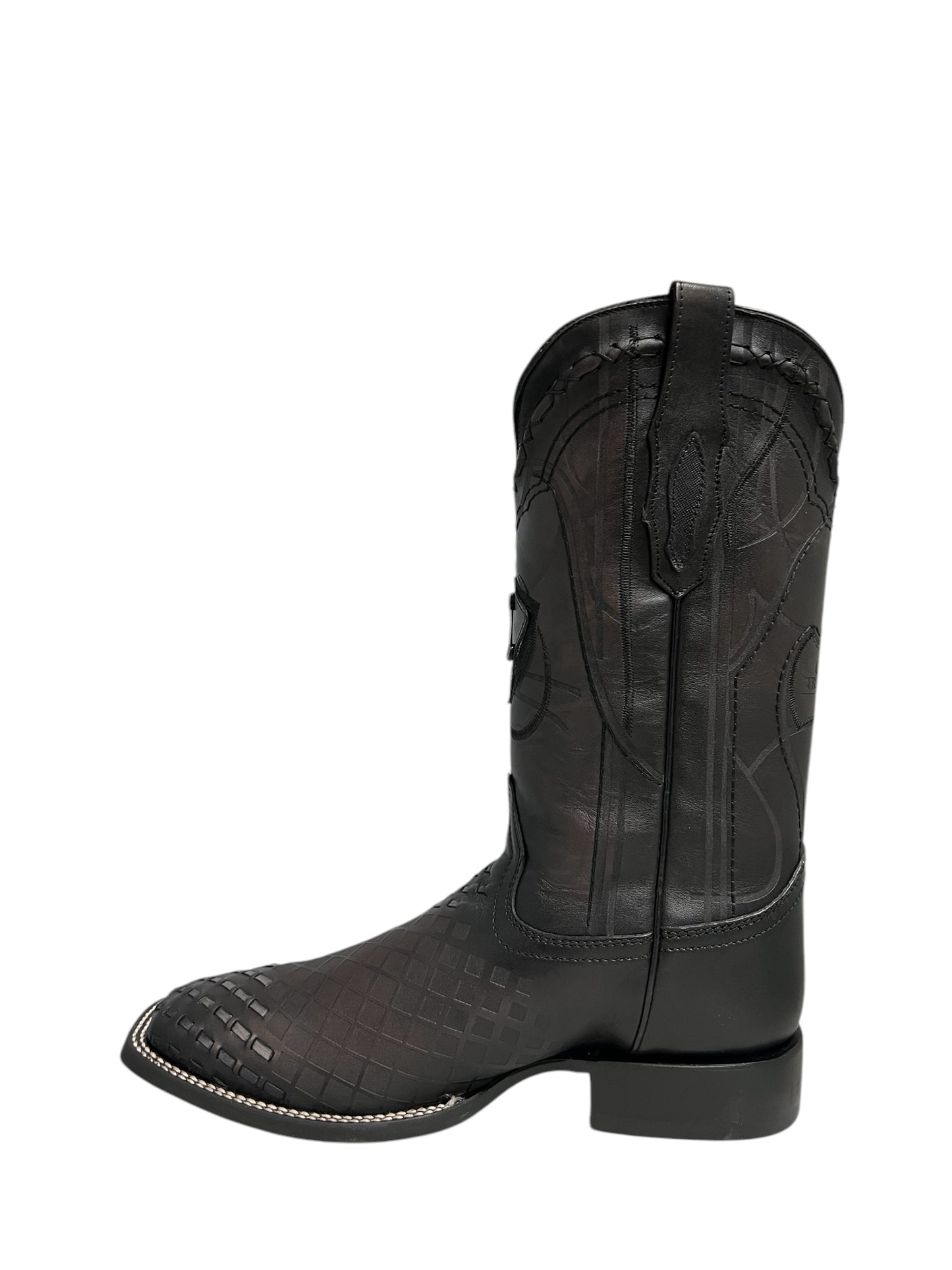 Cuadra Black Laser & Embroidery & Woven Square Toe - CU676