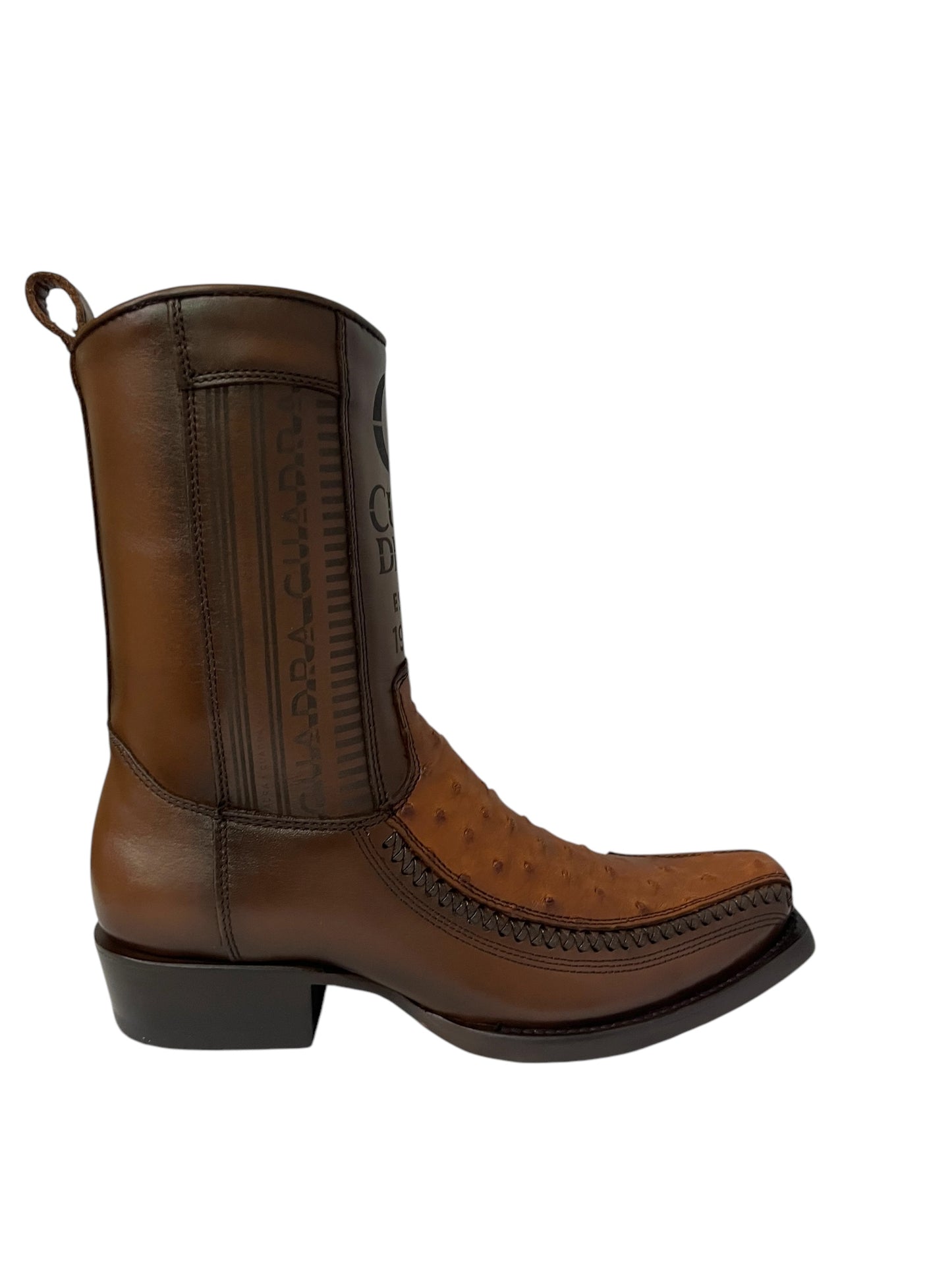 Cuadra Ostrich Moroni Chestnut Narrow Square Toe - CU804
