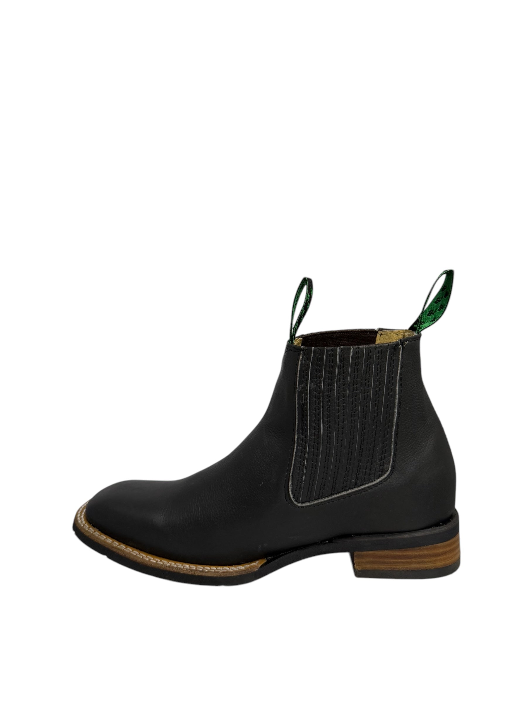 La Barca Oiled Leather Black Square Toe Ankle Boots - 953