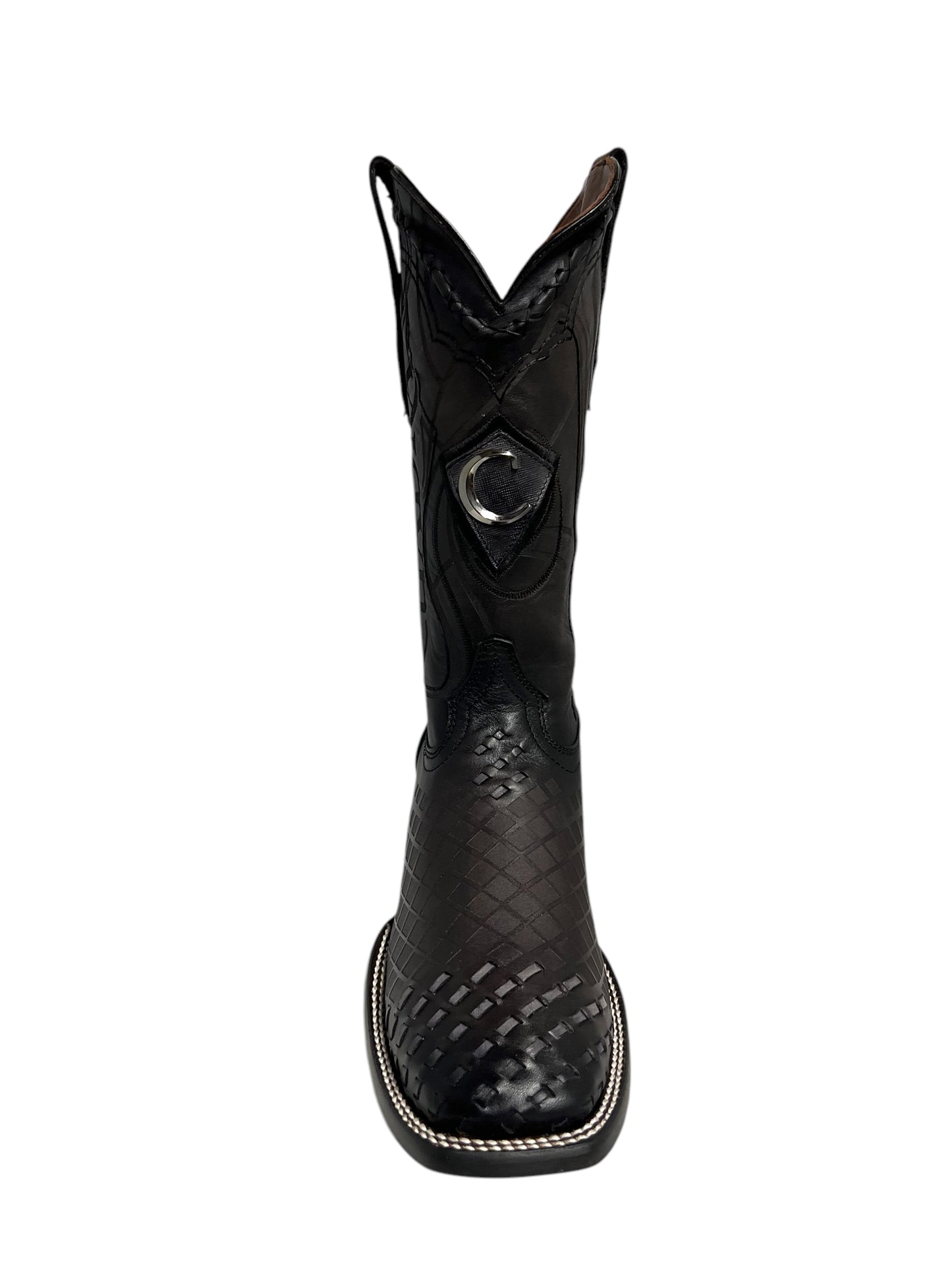 Cuadra Black Laser & Embroidery & Woven Square Toe - CU676