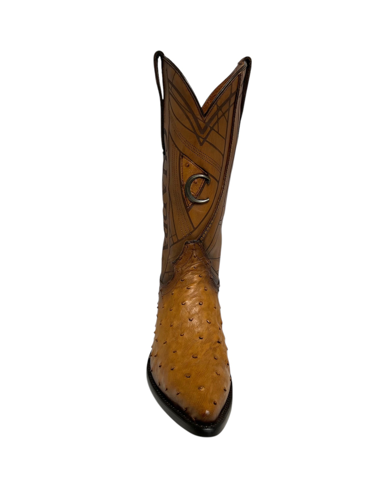 Cuadra Ostrich Moroni Honey Embroidery Snipe Toe - CU711