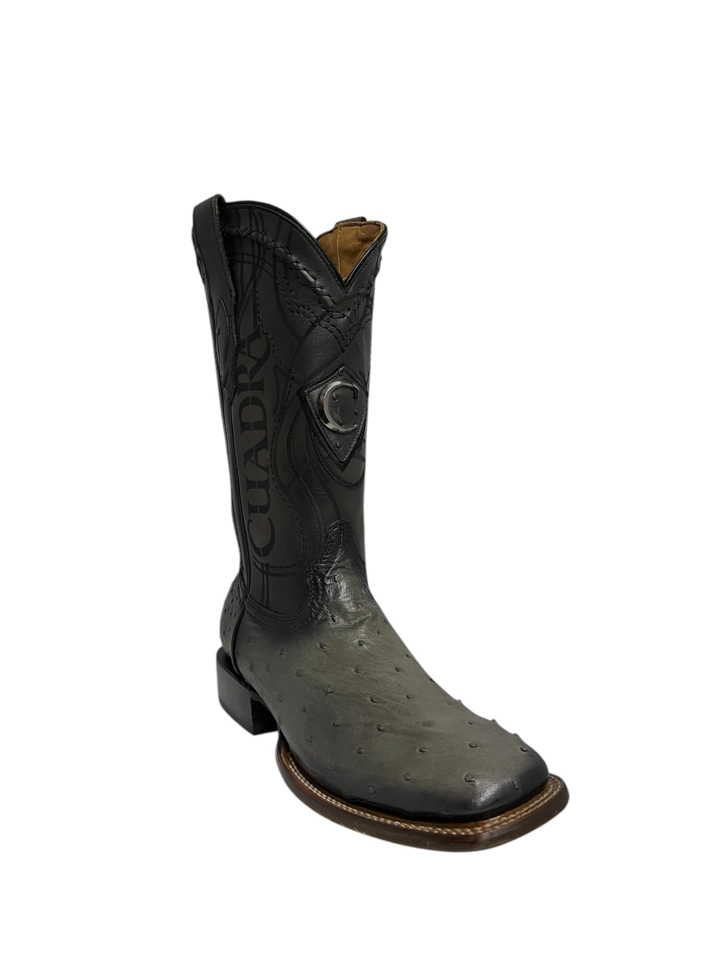 Cuadra Flame Grey Ostrich Embroidery Square Toe - CU806