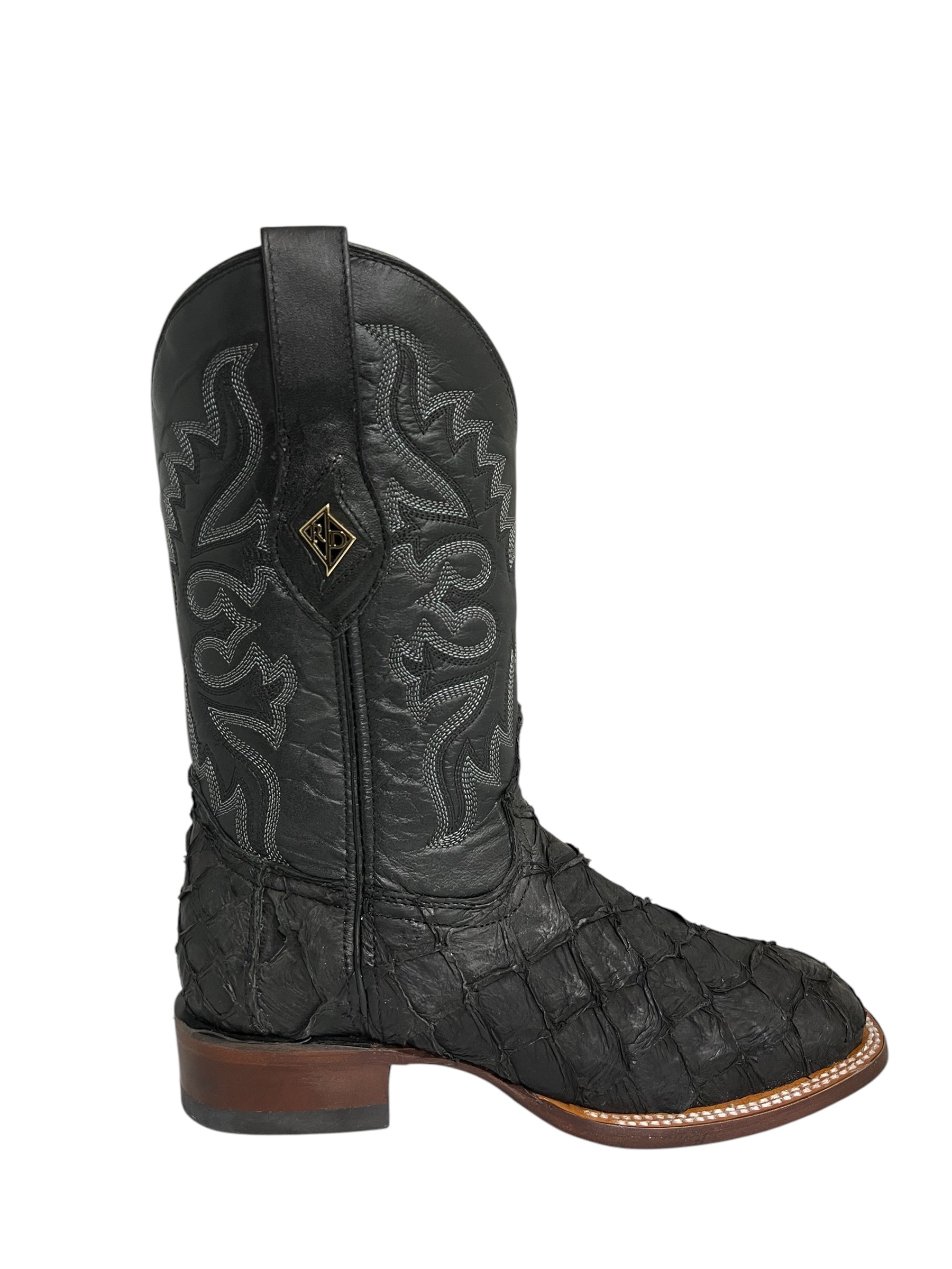 Red Diamond Pirarucu Black Square Toe