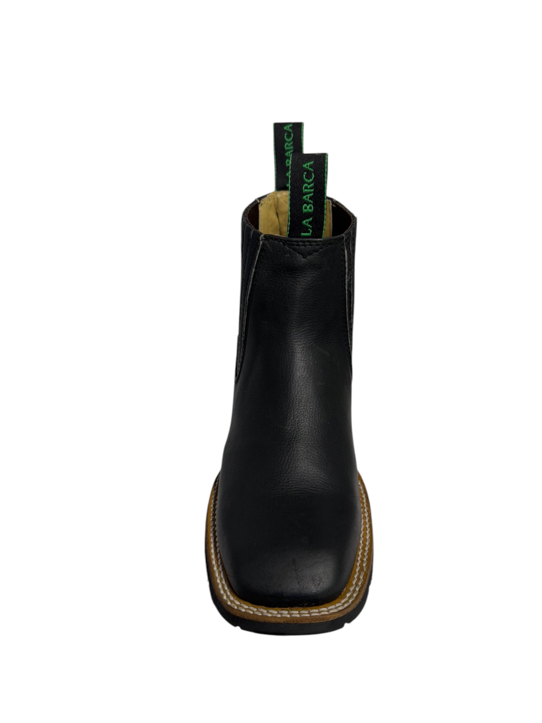 La Barca Oiled Leather Black Square Toe Ankle Boots - 953