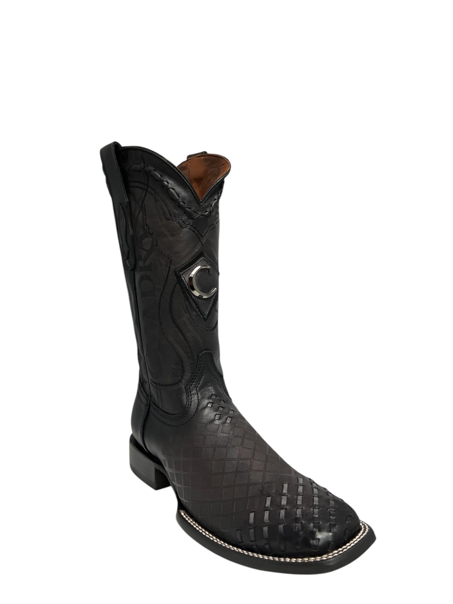 Cuadra Black Laser & Embroidery & Woven Square Toe - CU676