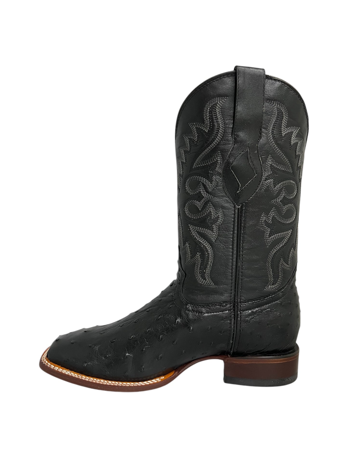 Red Diamond Ostrich Black Square Toe