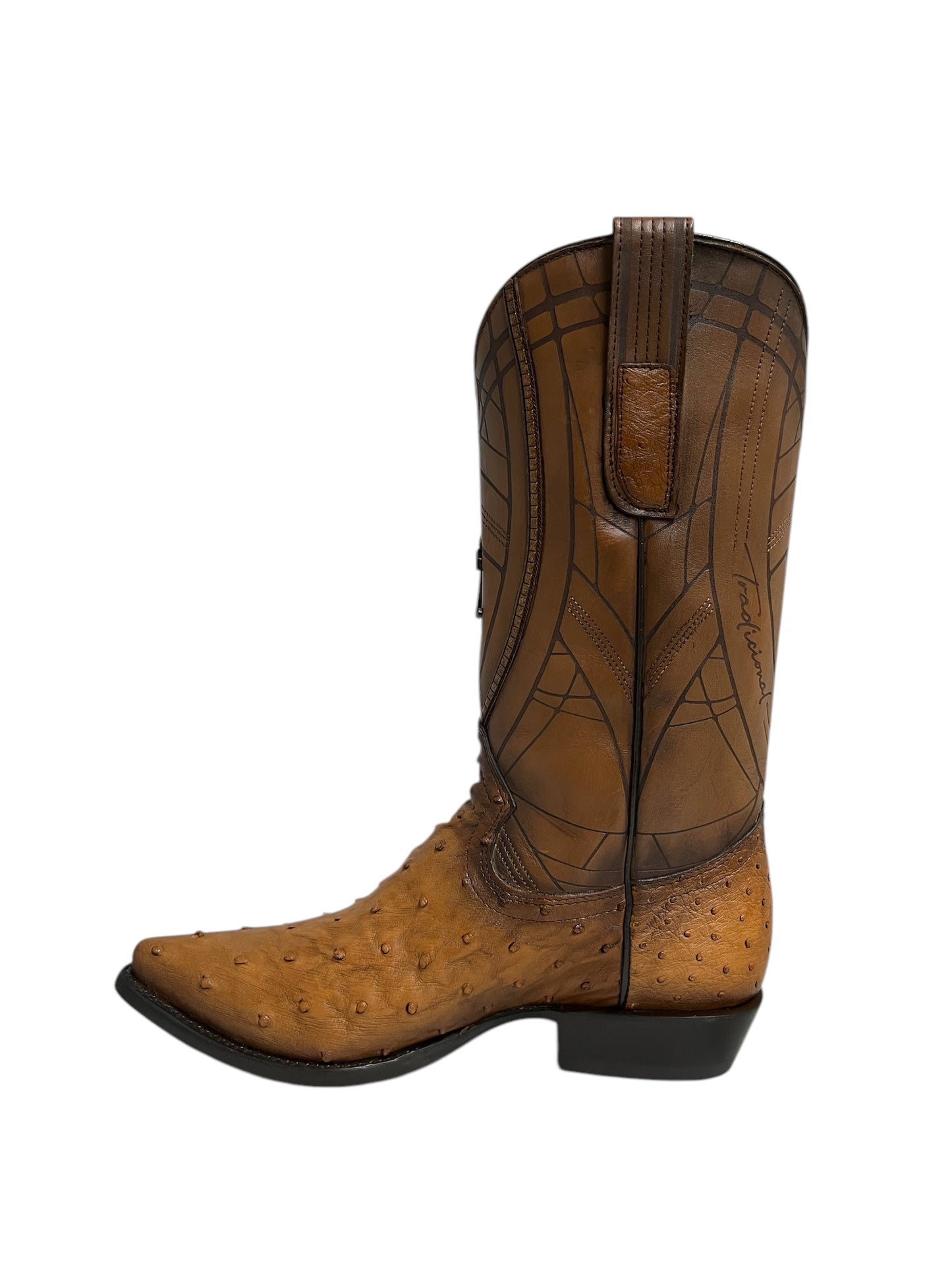 Cuadra Ostrich Moroni Honey Embroidery Snipe Toe - CU711