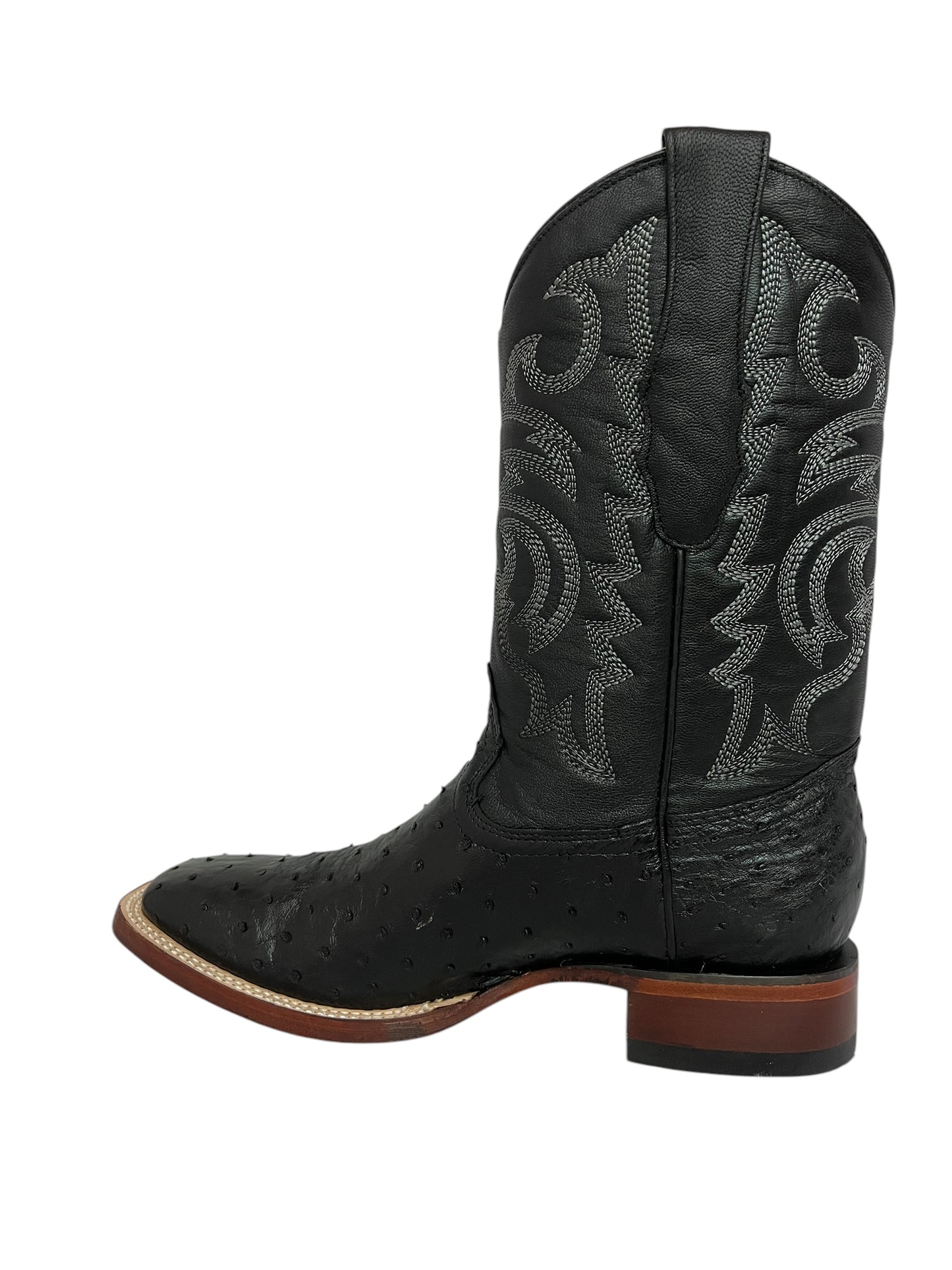 Los Altos Wide Square Toe Ostrich Black - 8220305