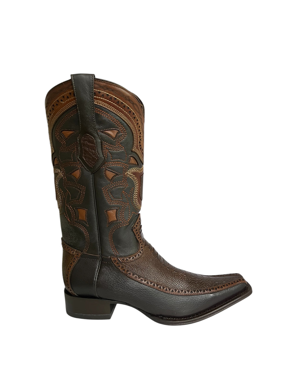 Los Altos Ostrich Leg And Deer Brown European Square Toe - 76F0507