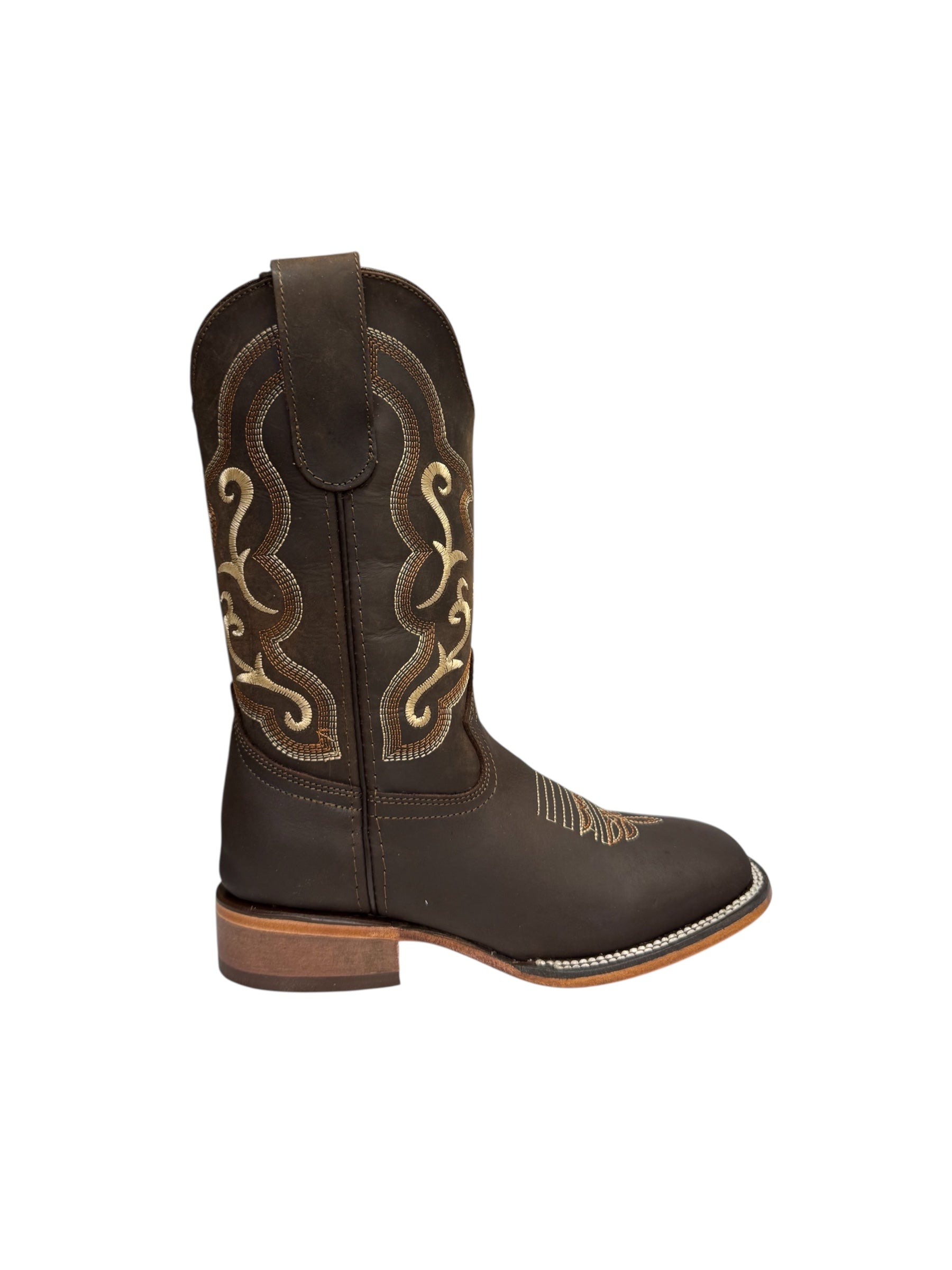 Potrillo Crazy Bovine Brown Square Toe Womens Boot - 422