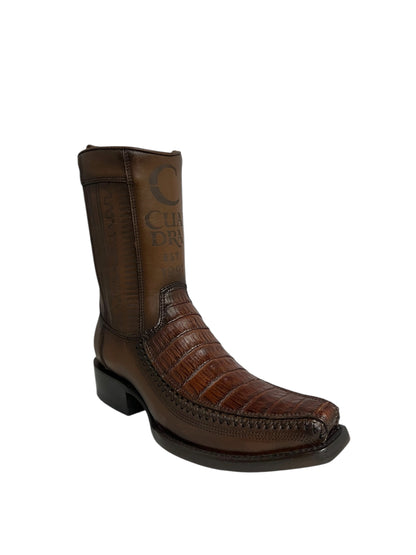 Cuadra Caiman Belly Brown Laser & Woven Narrow Square Toe - CU698