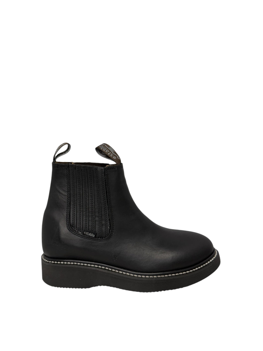 Establo Oiled Leather Black Ankle Work Boot - 551-03