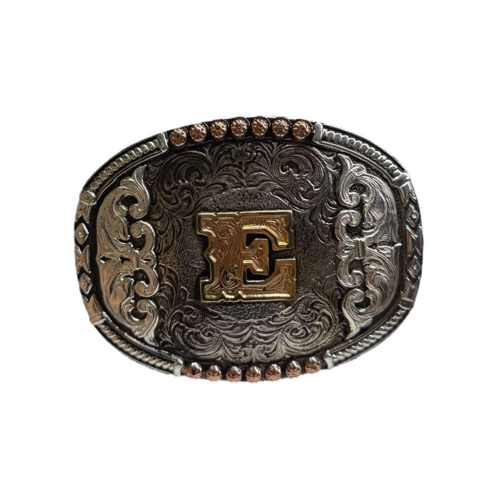 Crumrine Oval Buckle Tricolor Finish Initial A-H