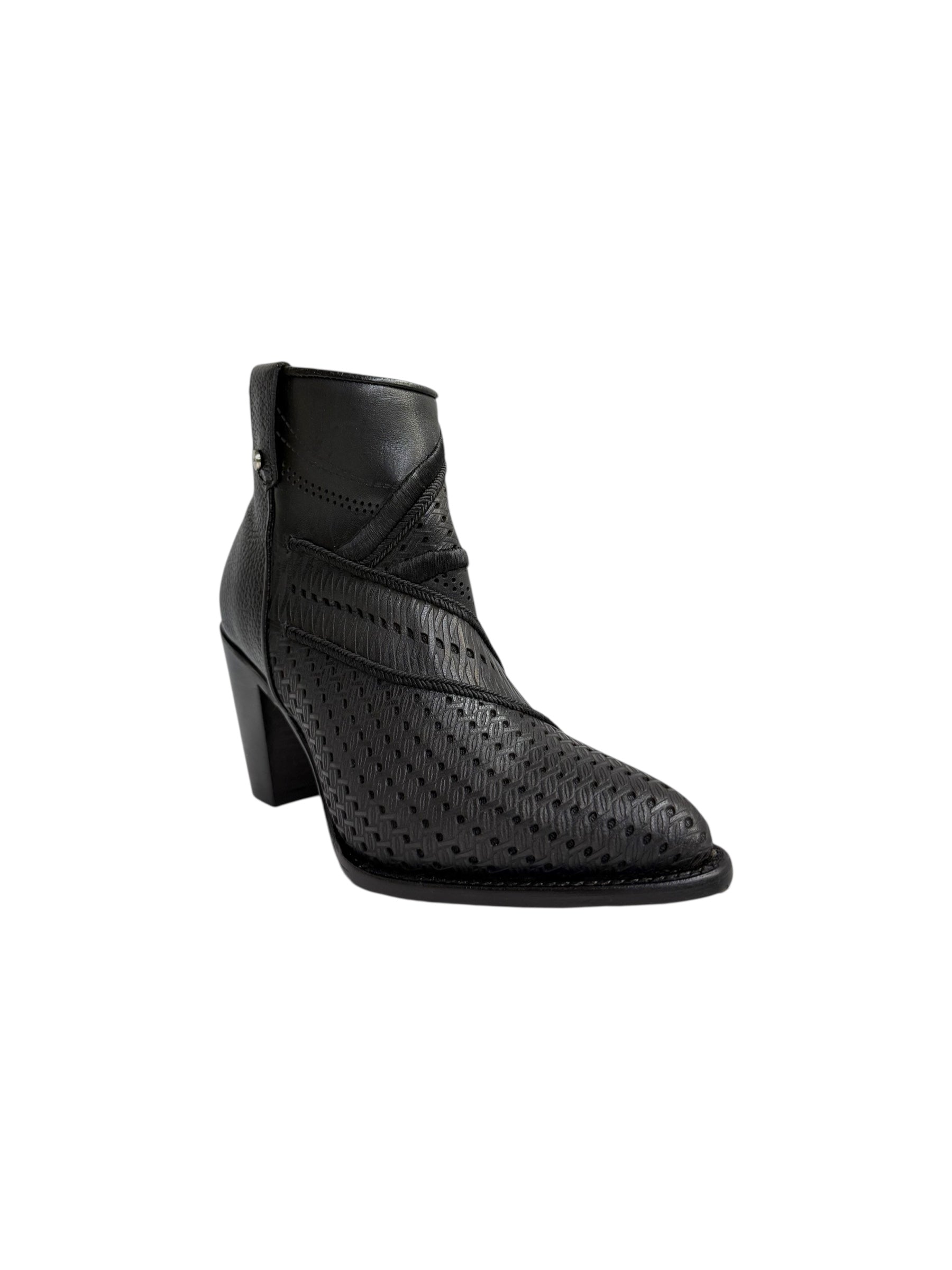 Cuadra Womens Ankle Boot Oxford Laser & Embroidery & Studs & Zipper - CU948
