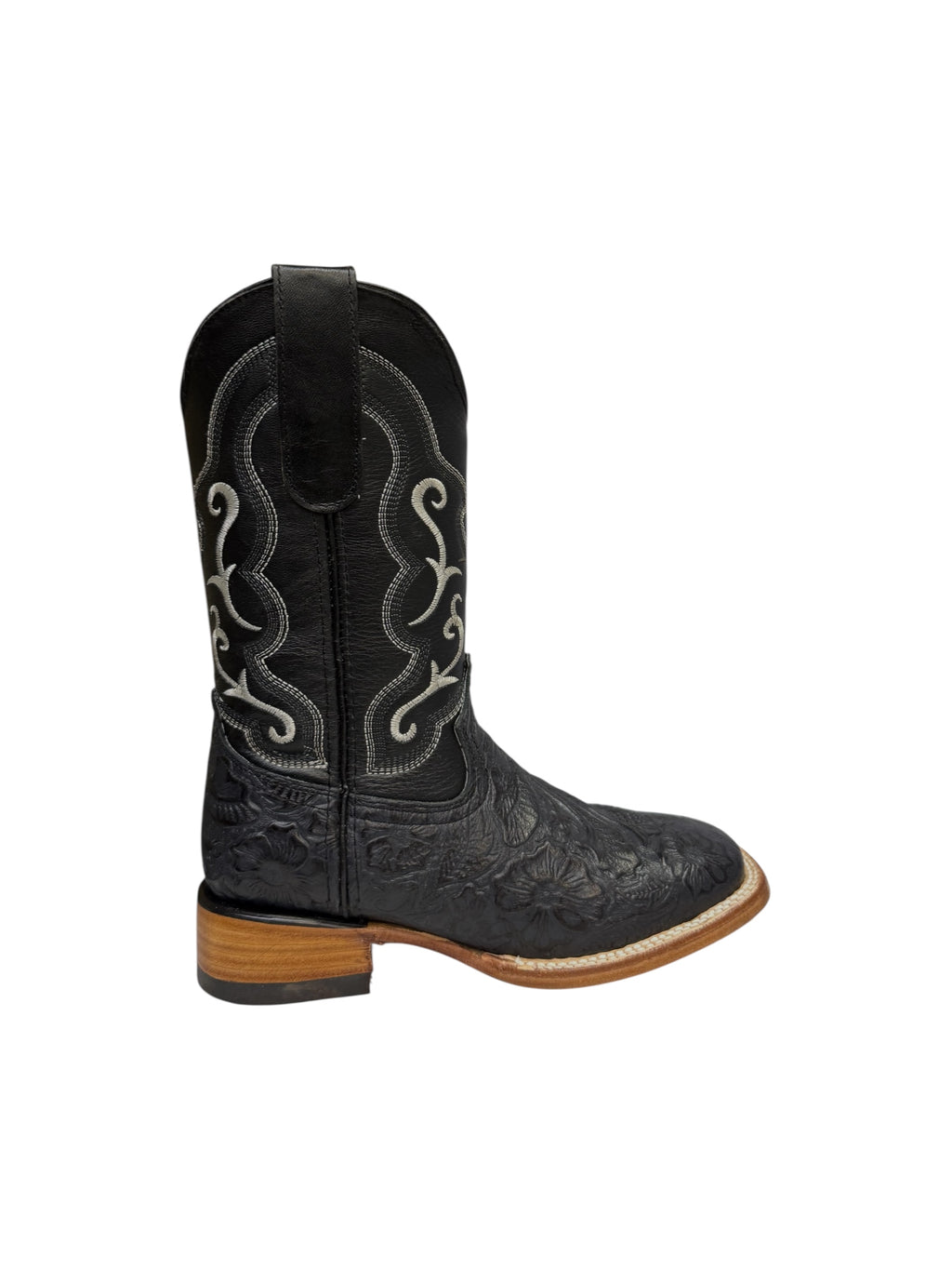 Potrillo Cincelada Black Square Toe Womens Boot - 408