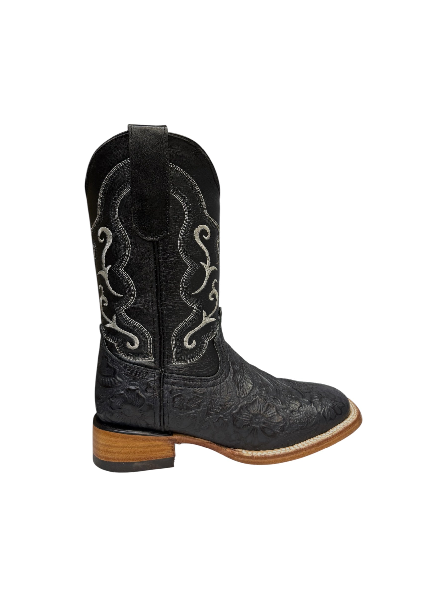 Potrillo Cincelada Black Square Toe Womens Boot - 408